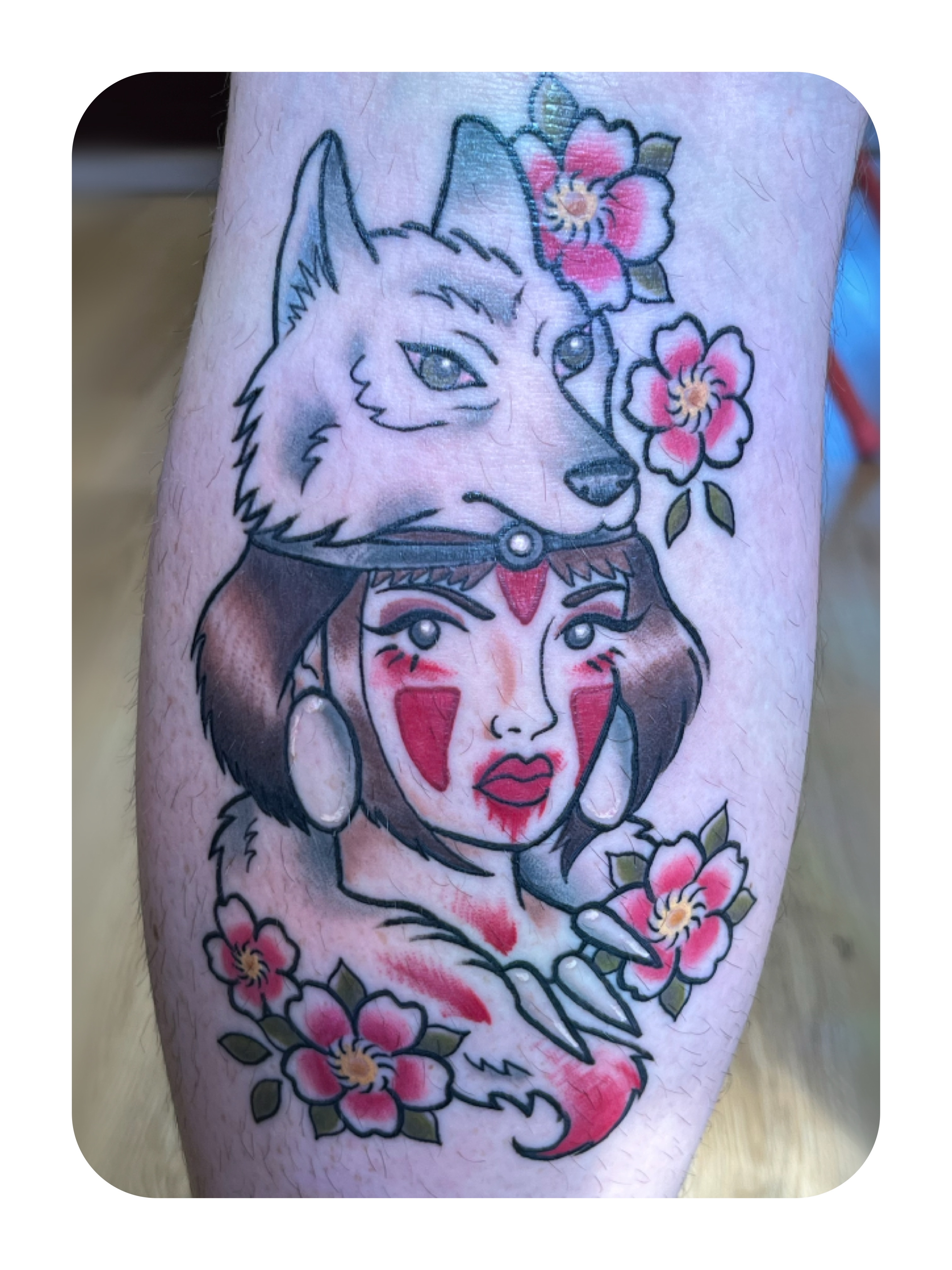 Woman with wolf American traditional tattoo on the forearm by ๐Miss Ash Masloff (Mrs.Waritz)๐