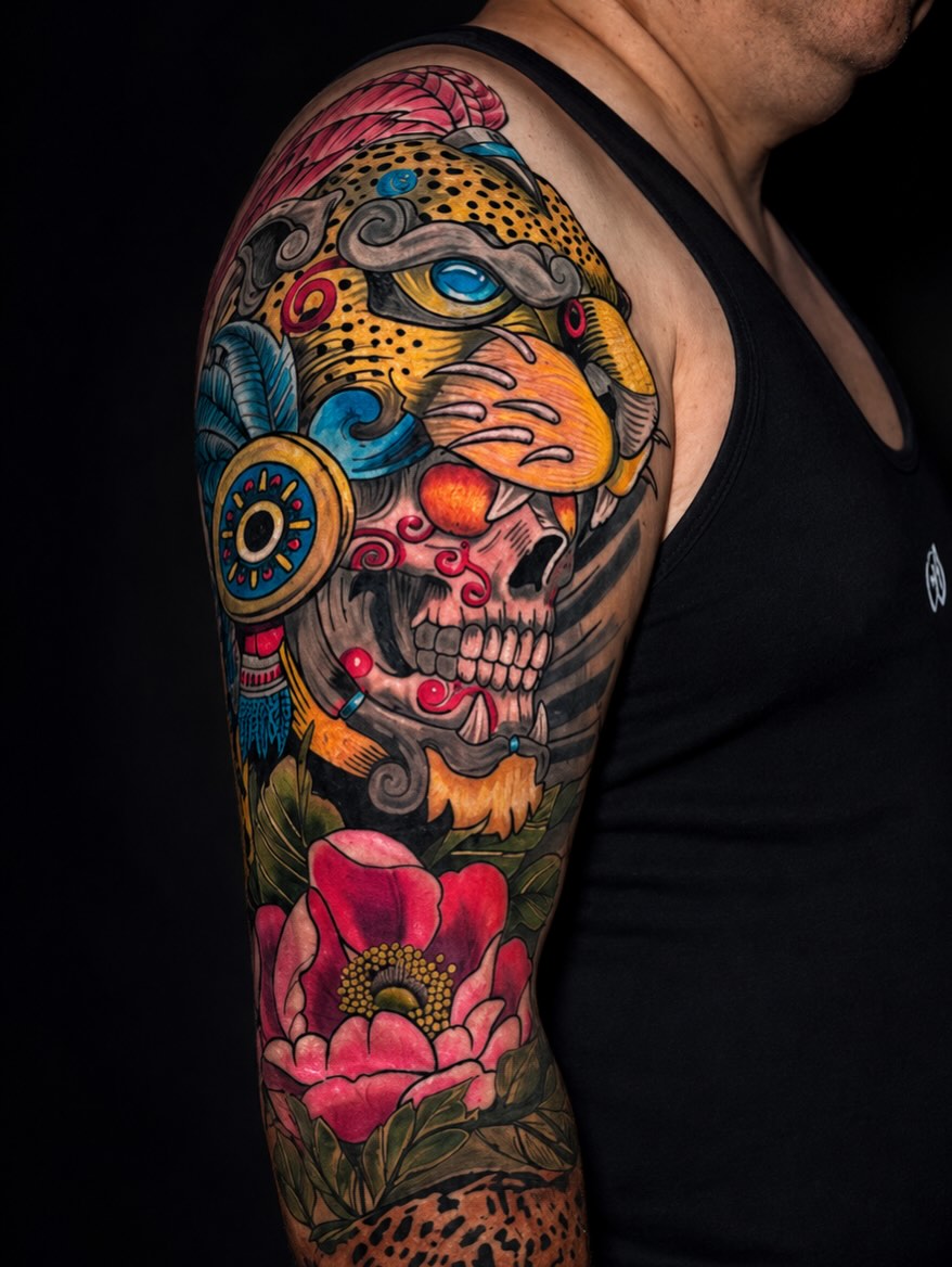 Tattoo by @nataly_fierro_art — american_traditional, dotwork