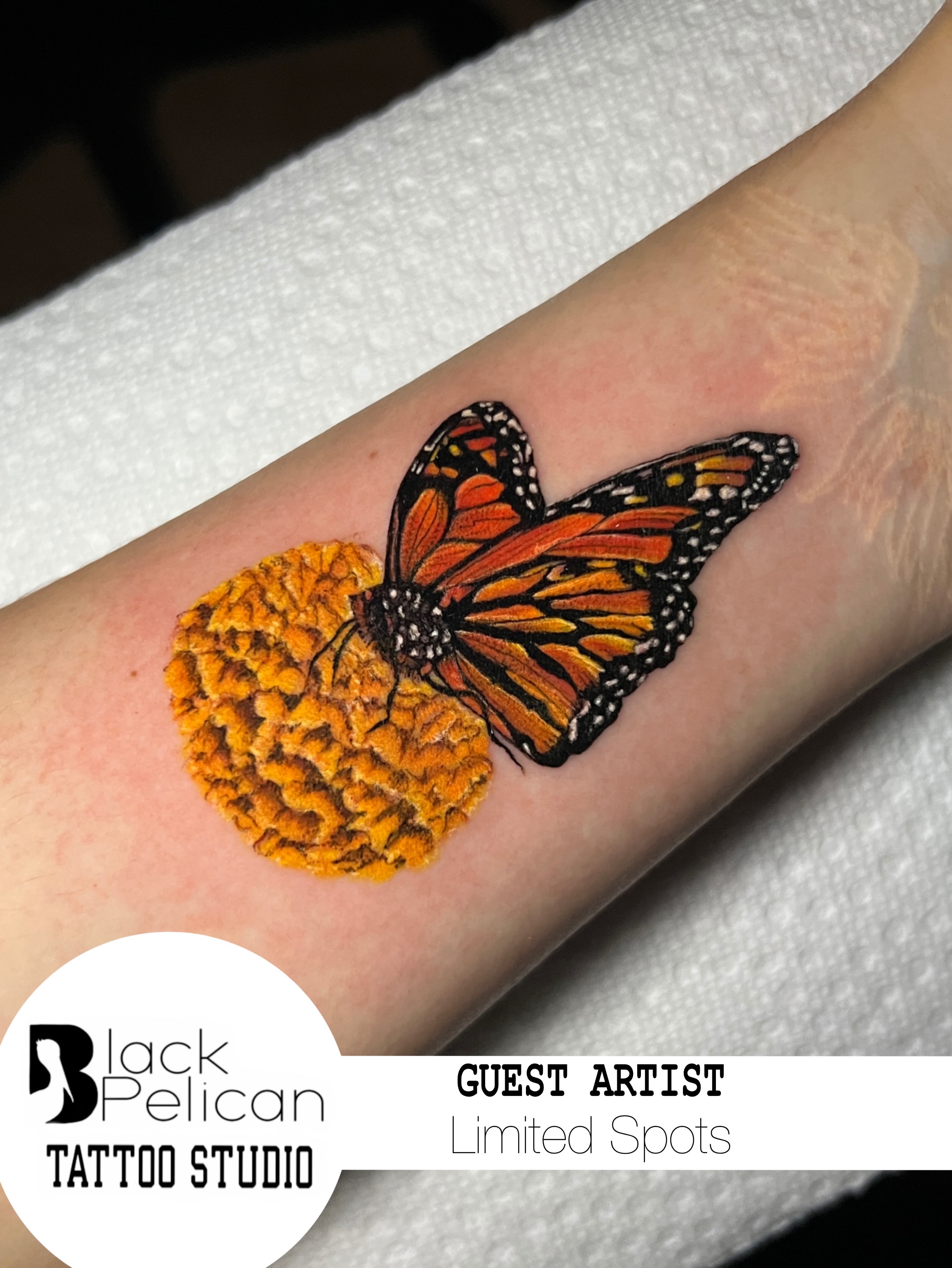 Monarch butterfly realism tattoo on the forearm by Jackse π§πΌββοΈ Tattoos π§πΌββοΈ