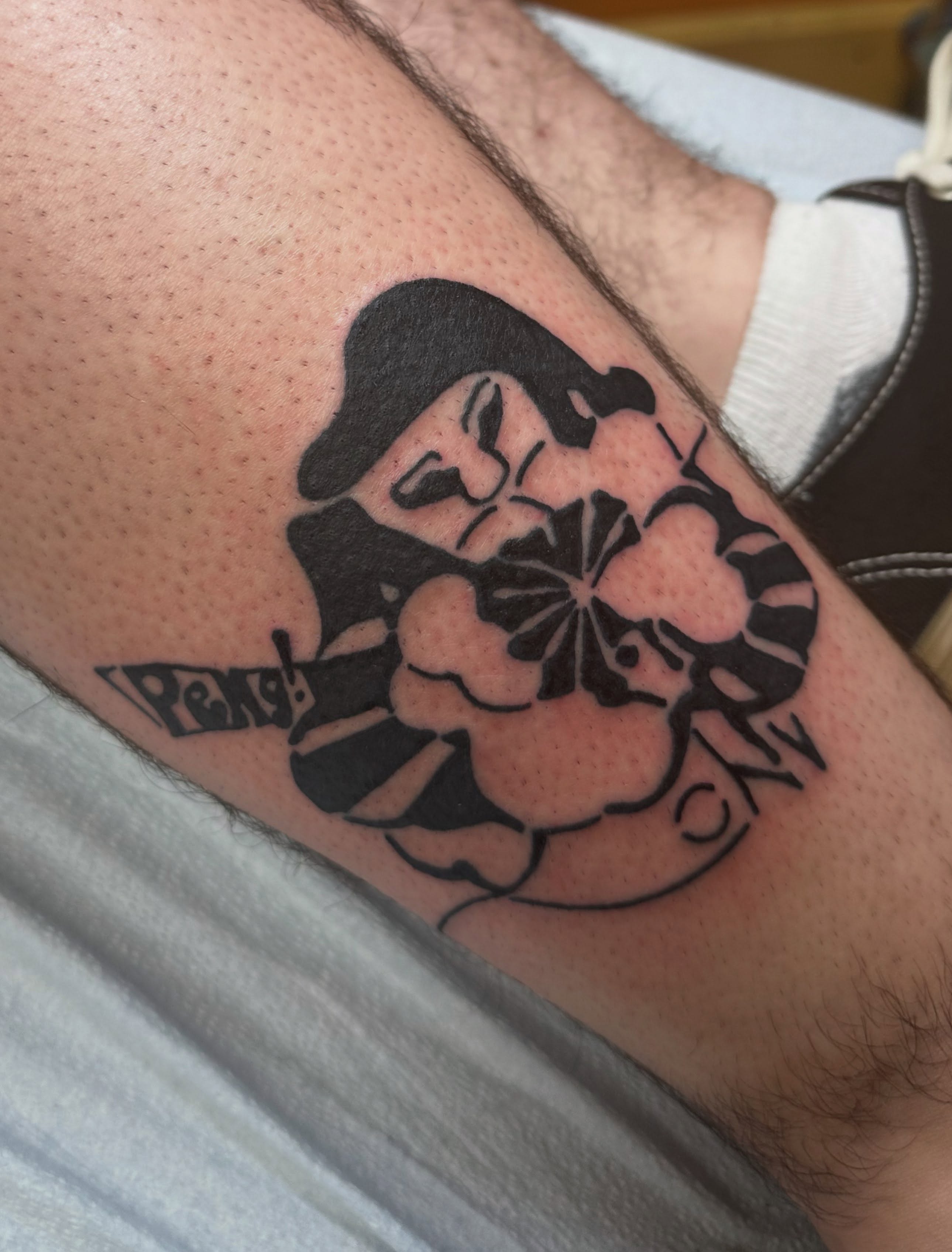 Smoking man black and grey tattoo on the forearm by norawillstattoo