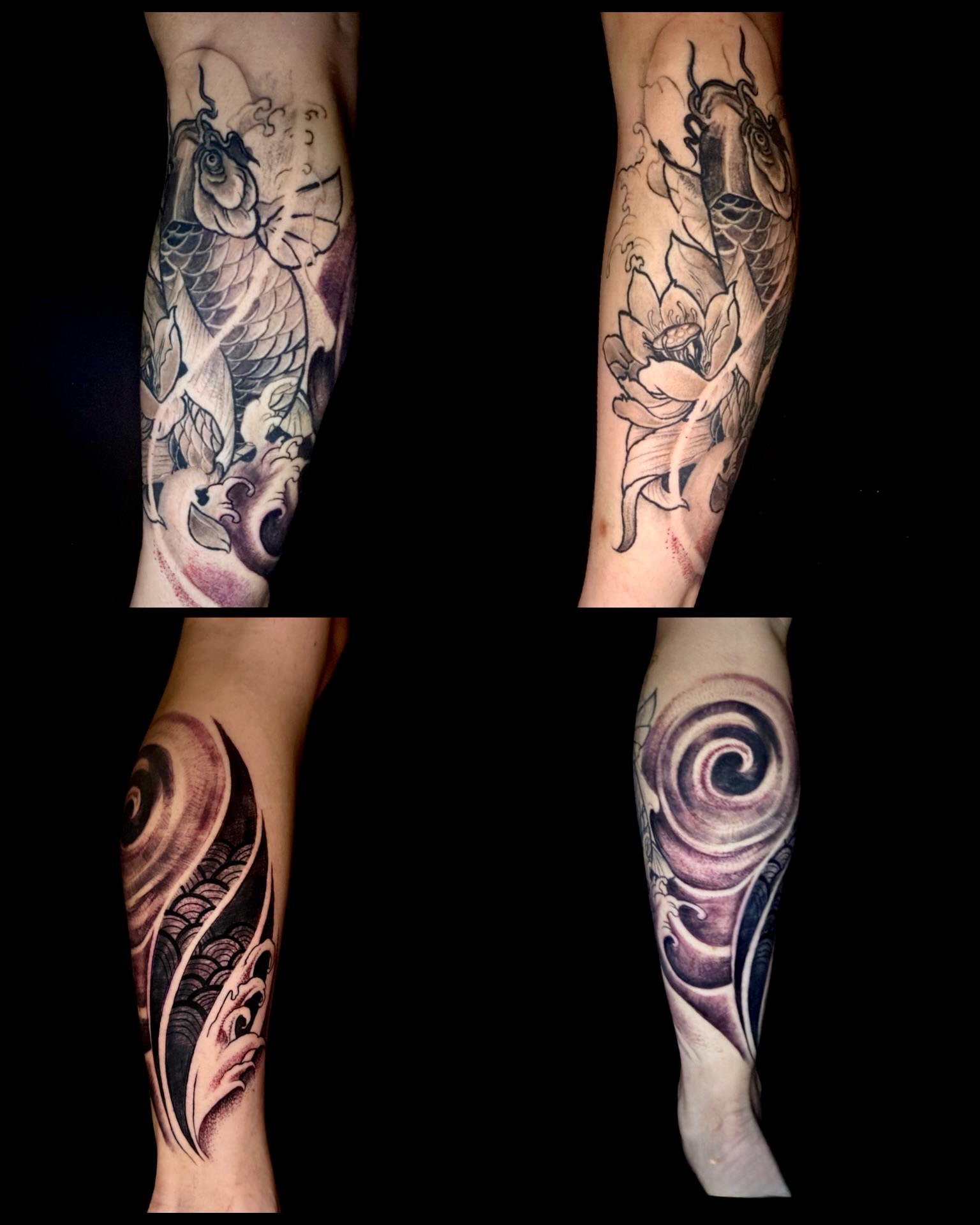 Koi fish and lotus japanese irezumi tattoo on the forearm by Caloy Obra