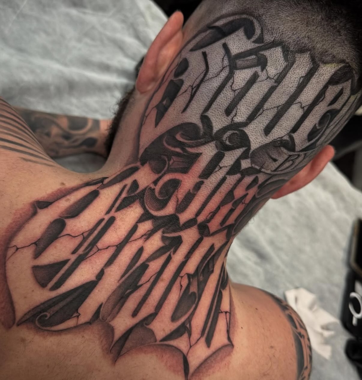 Tattoo by @dopeletterstattoo — geometric