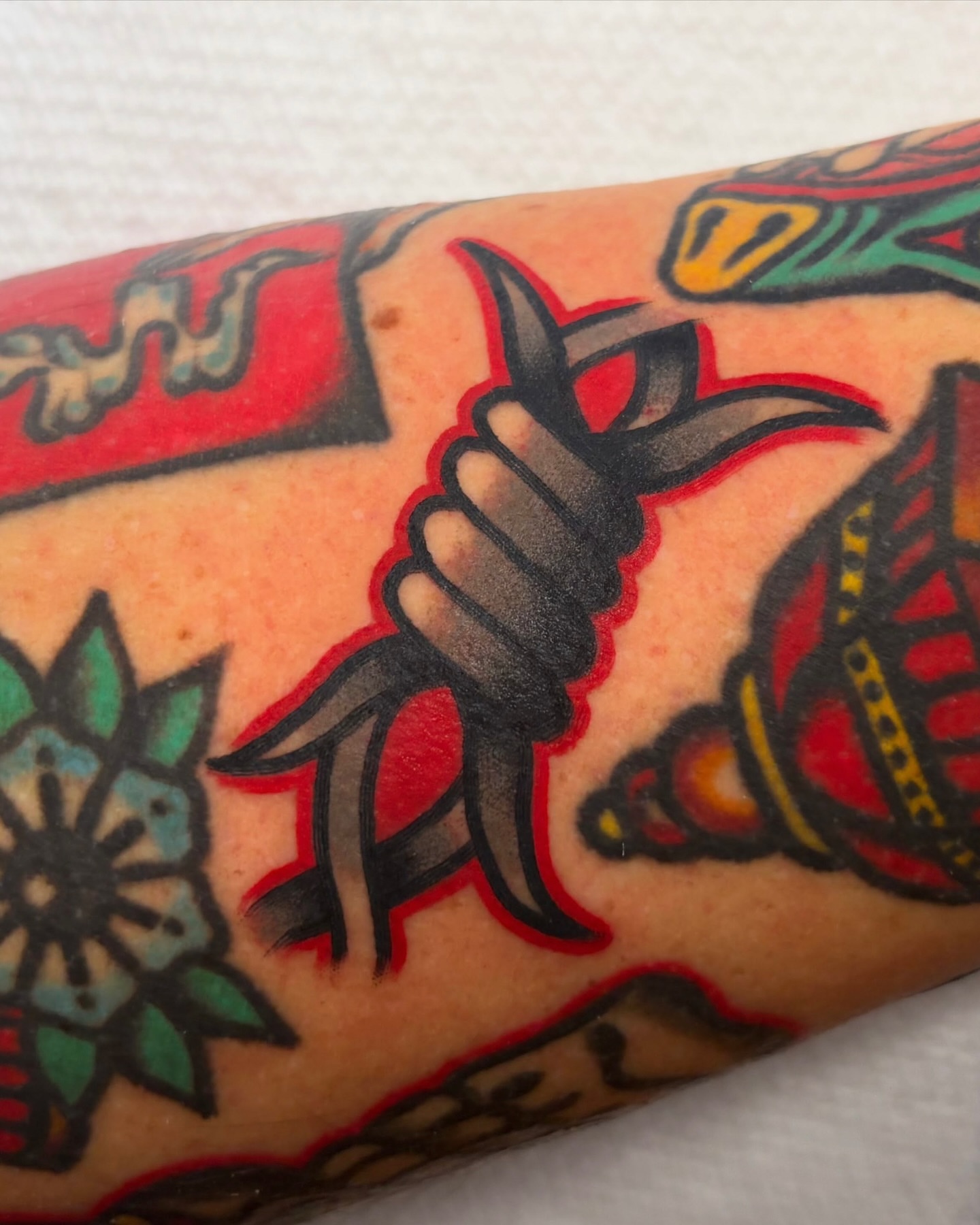 Bird American traditional tattoo on the forearm by Zoe Margot