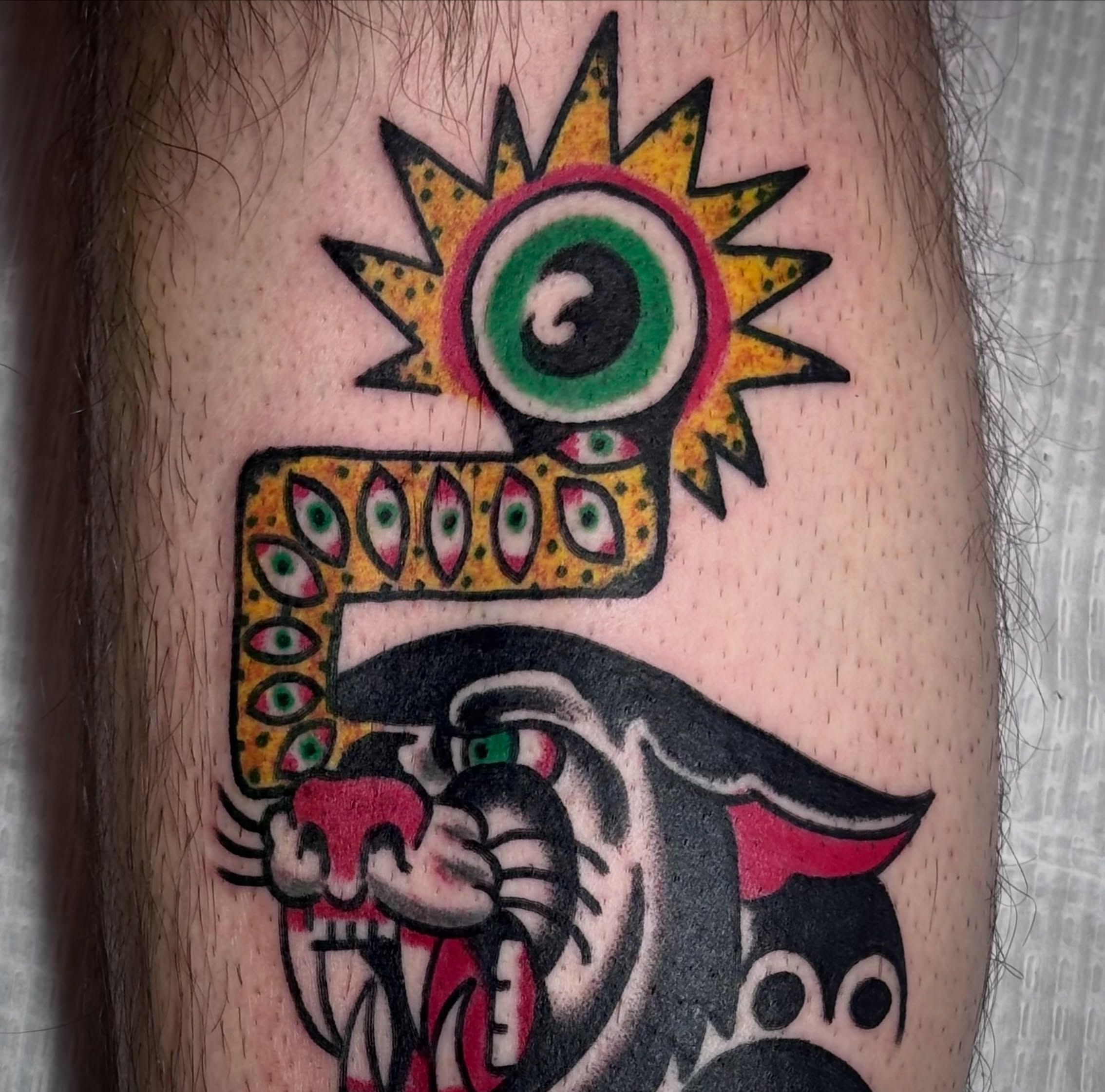 Tattoo by @lone_duck — american_traditional, dotwork