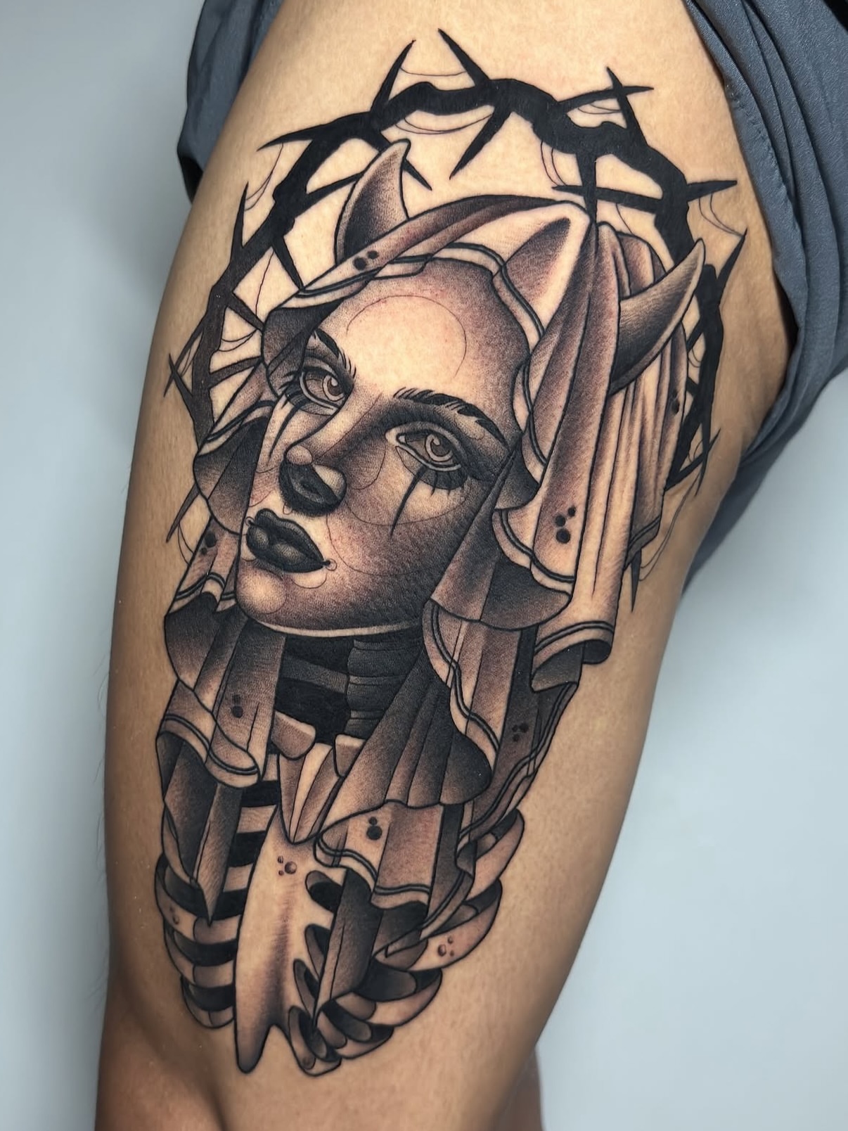 Tattoo by @amyjeantattoos — dark_realism, geometric