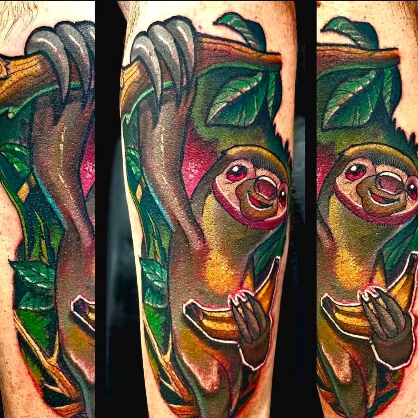 Sloth American traditional tattoo on the forearm by Edward Argibay