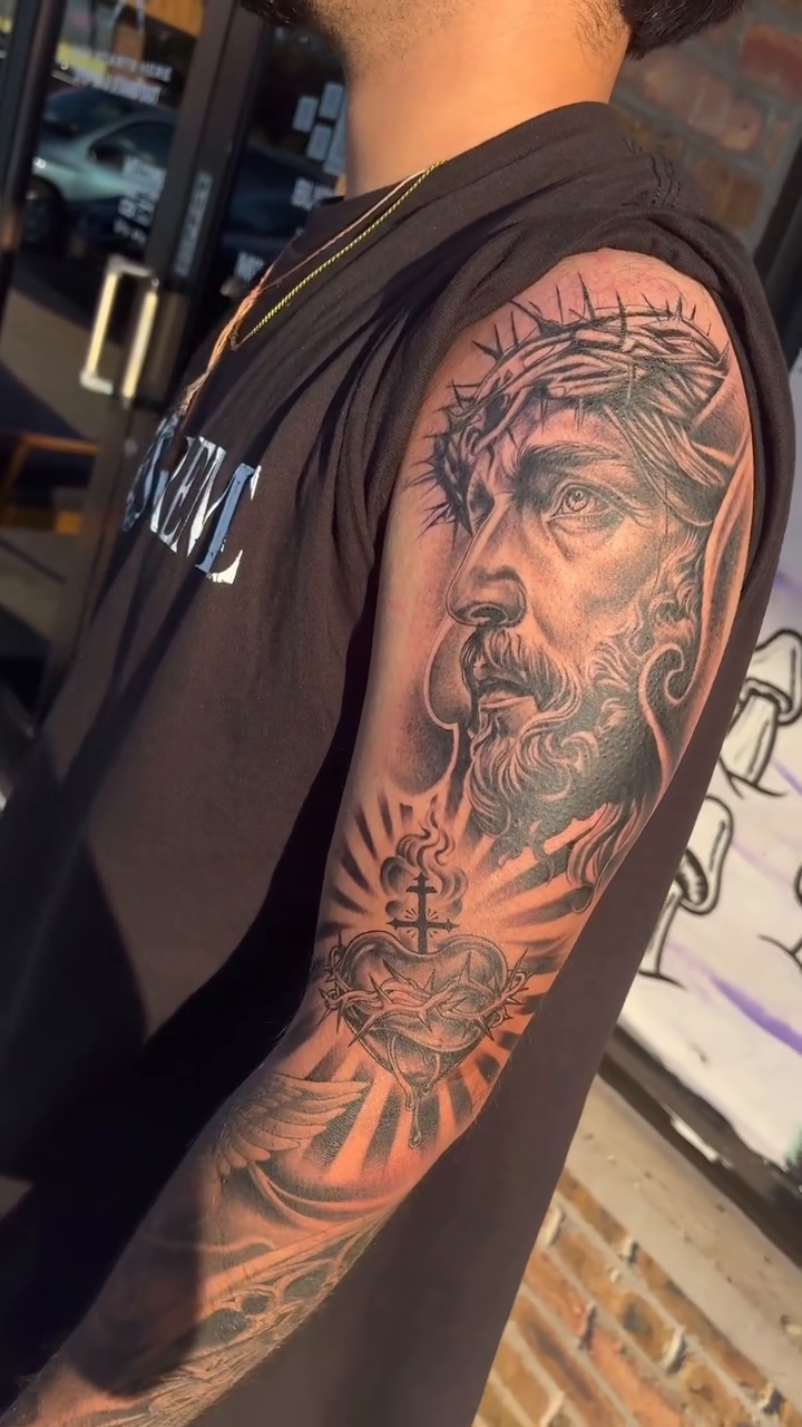 Tattoo by @blessedbychapo — realism, black_and_grey