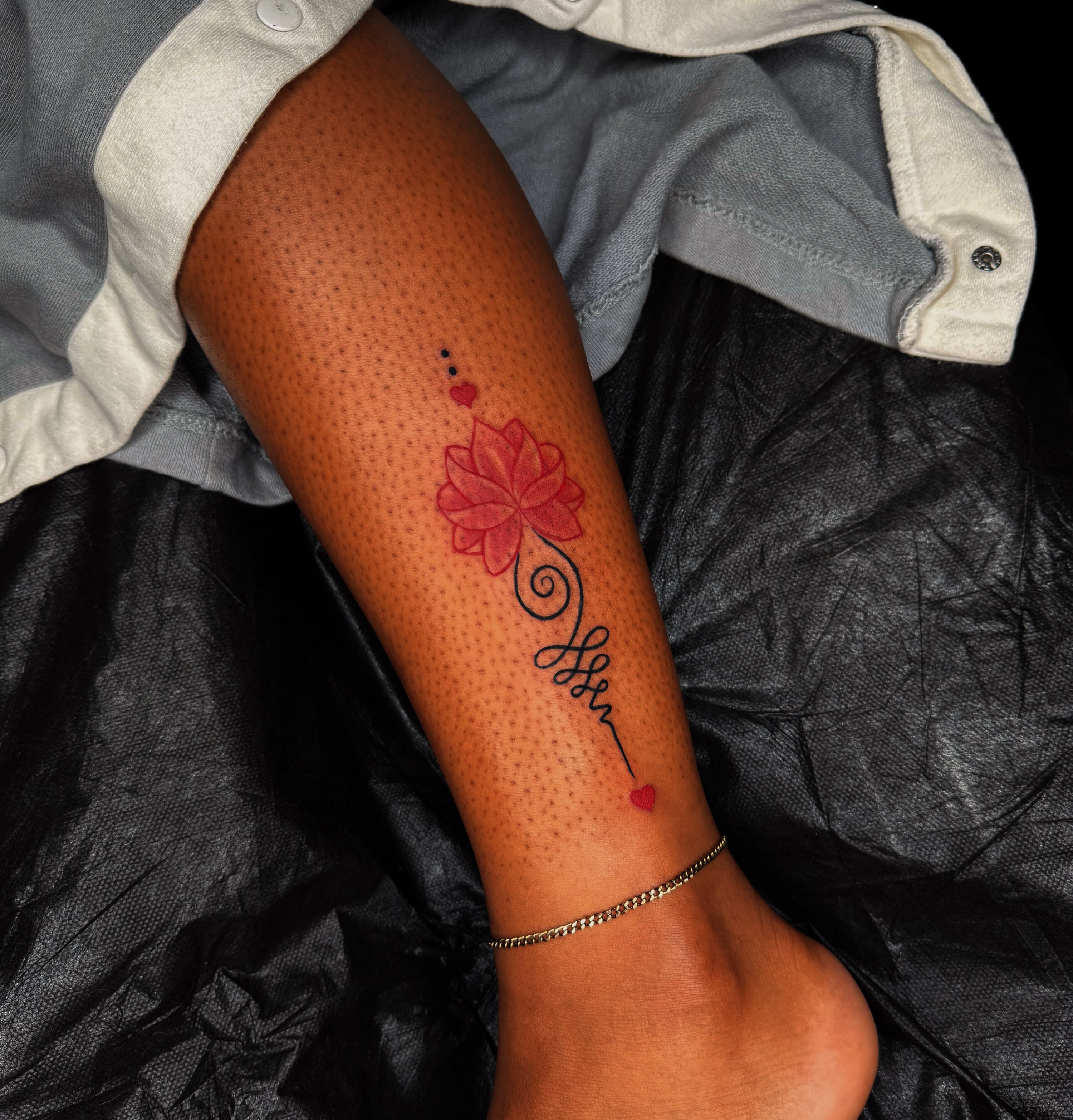Lotus flower dotwork tattoo on the forearm by Q⚜️