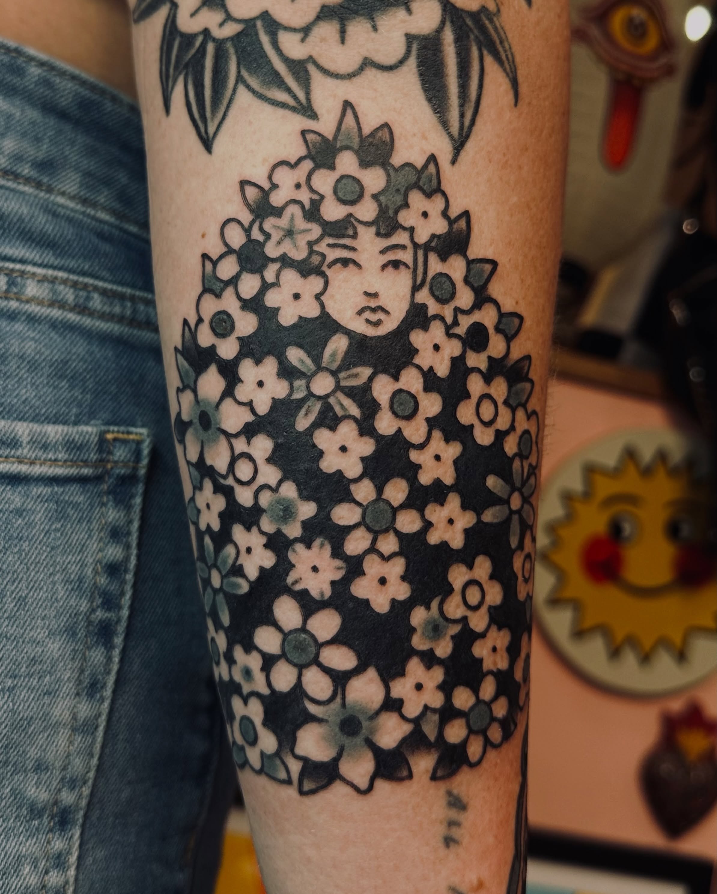 Flower crown black and grey tattoo on the forearm by β₯ππππππβ₯ππππβ₯ Traditional Tattoos