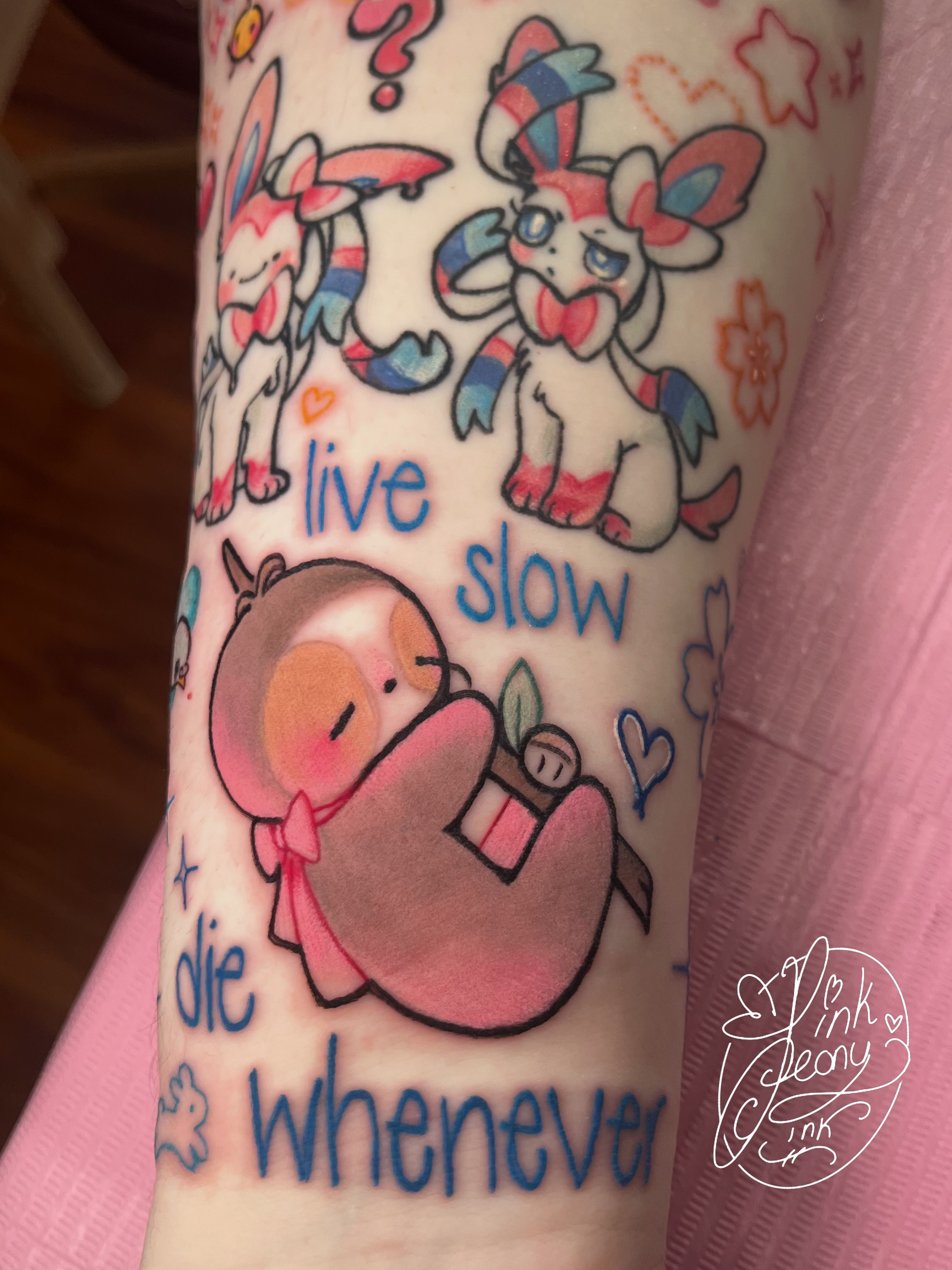 Tattoo by @pinkpeonyink — dotwork, anime
