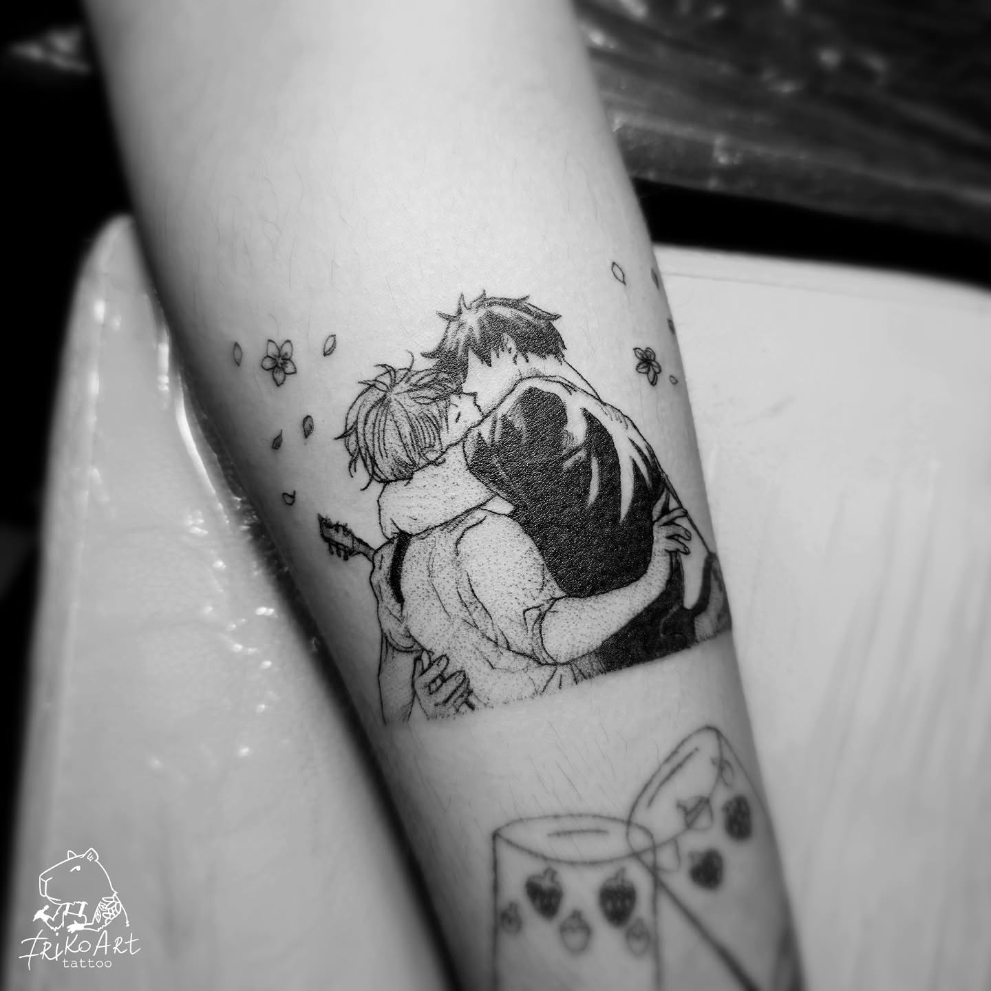 Tattoo by @irikoart_tattoo — dotwork, anime