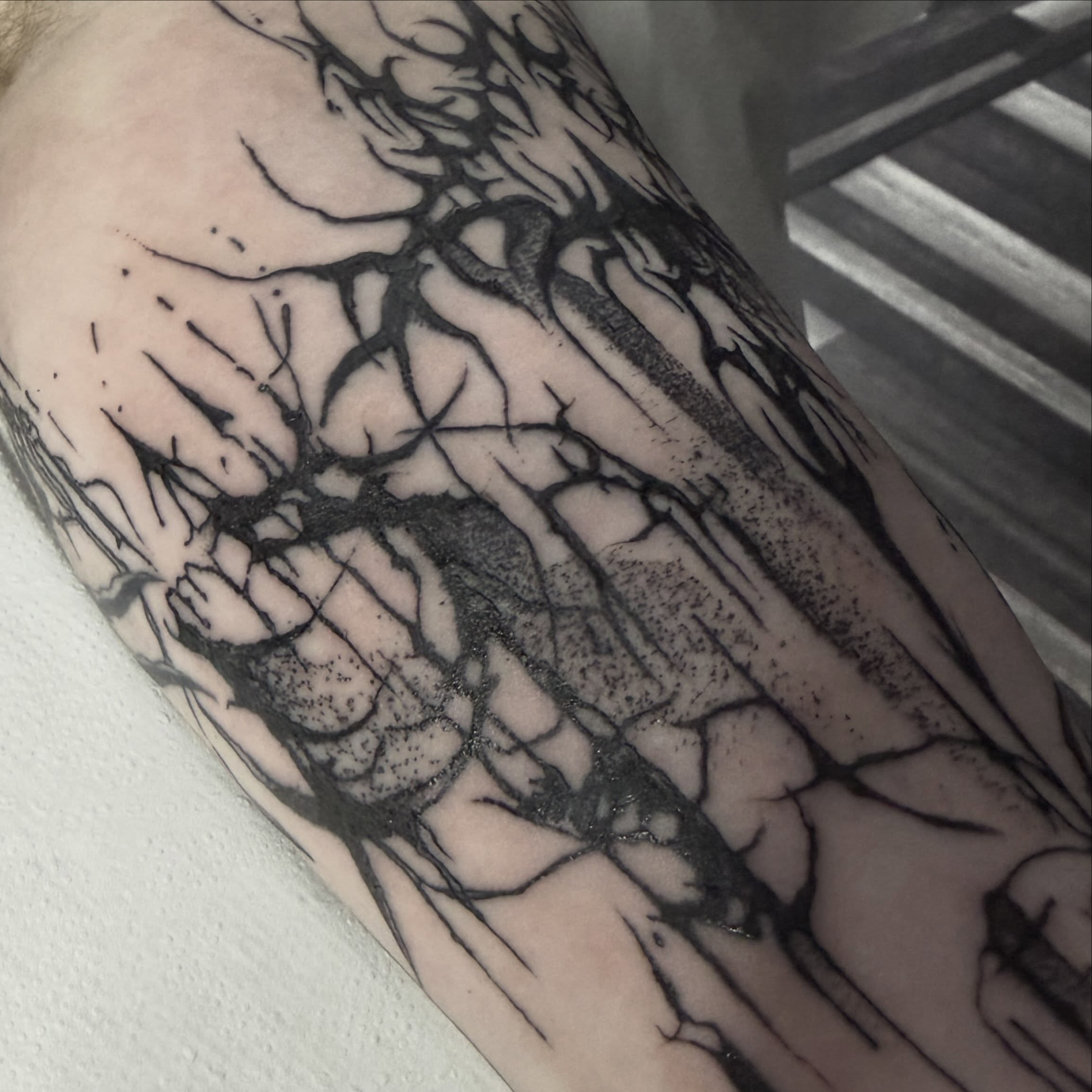 Tree dotwork tattoo on the forearm by Aiden Shaw