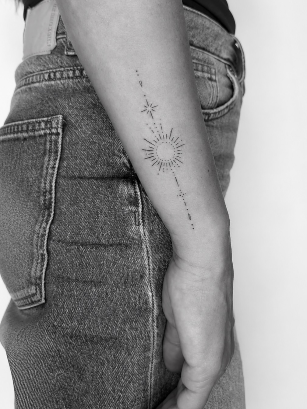 Tattoo by @alona_zamsh_tattoo — dotwork, geometric