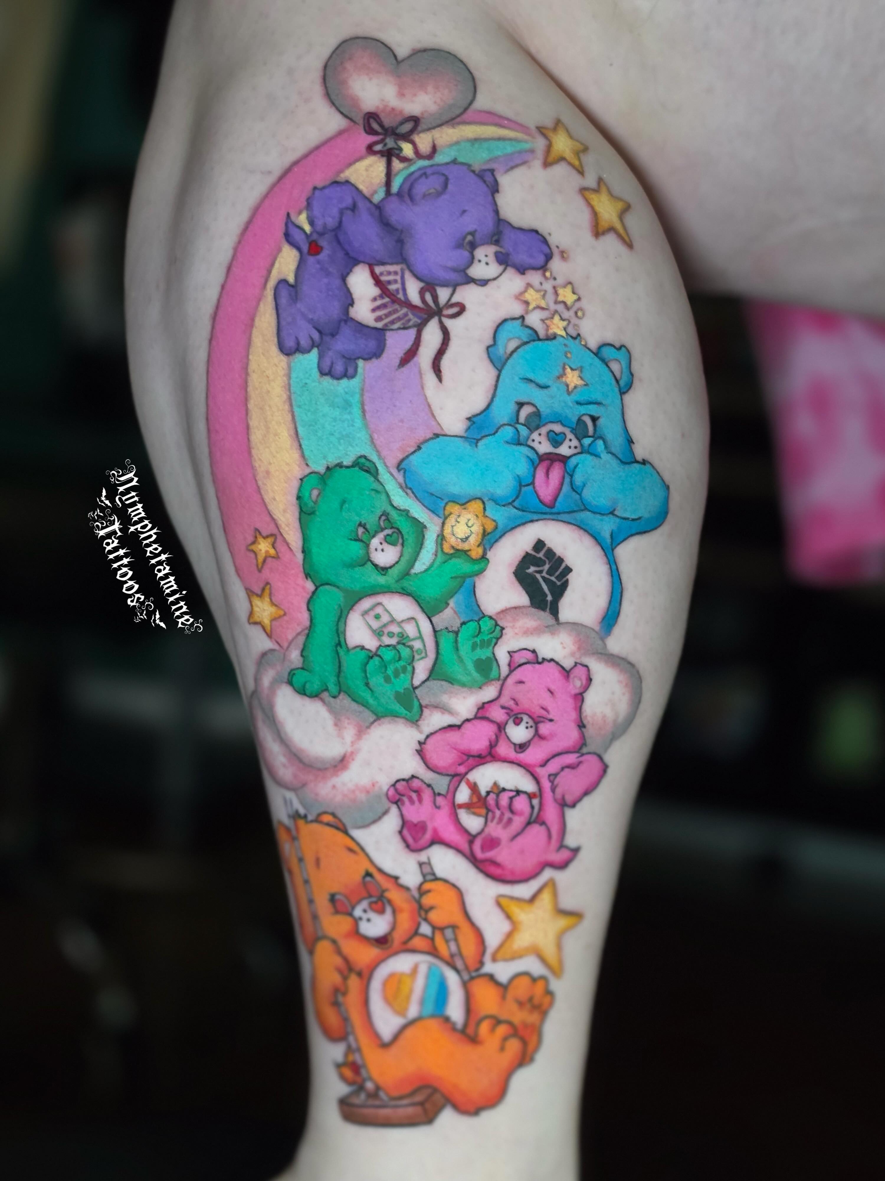 Care bears dotwork tattoo on the forearm by ๐ธ๐๐๐๐๐๐๐๐