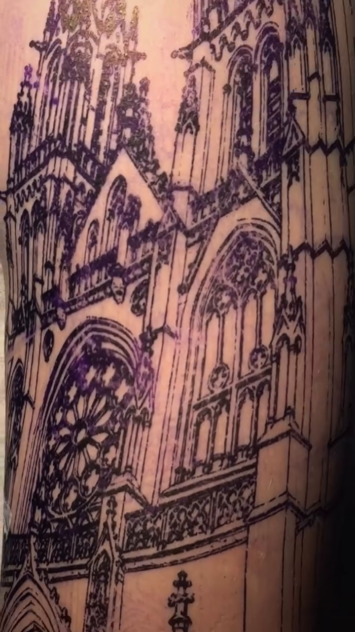 Gothic cathedral architecture realism tattoo by star🪭