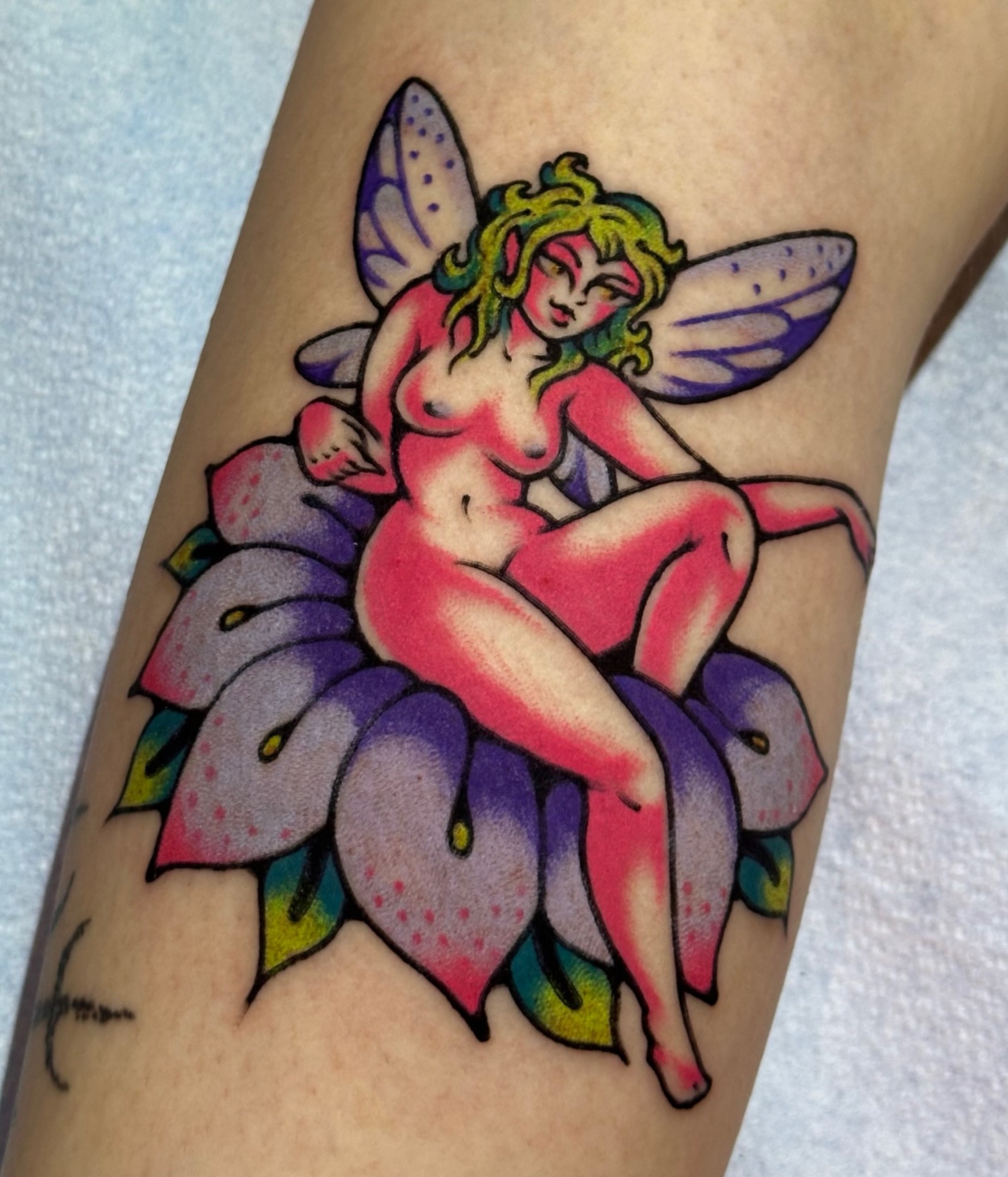 Fairy American traditional tattoo on the forearm by kira
