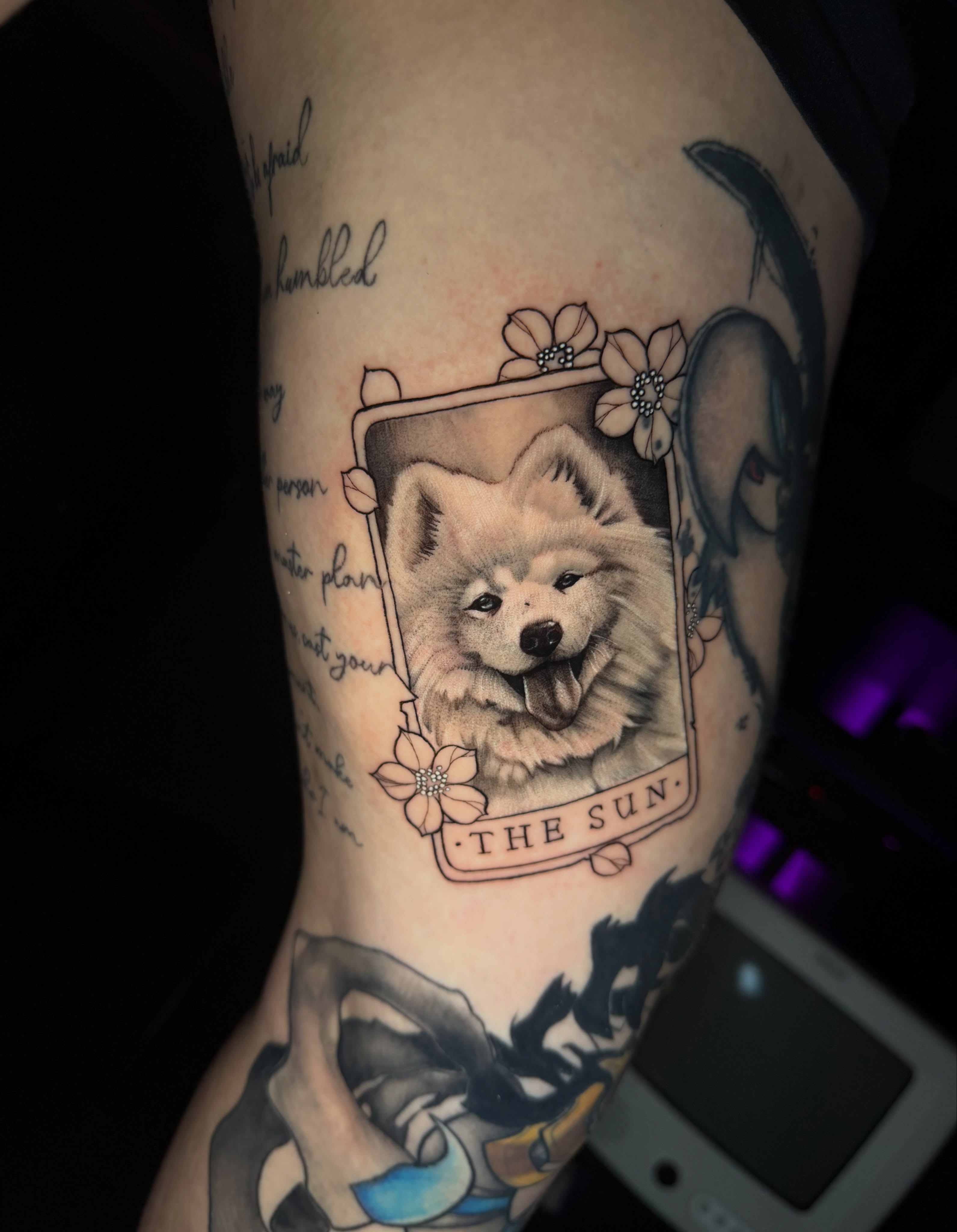 Dog realism tattoo on the forearm by Giovanni Rodriguez, Eastpointe, Michigan