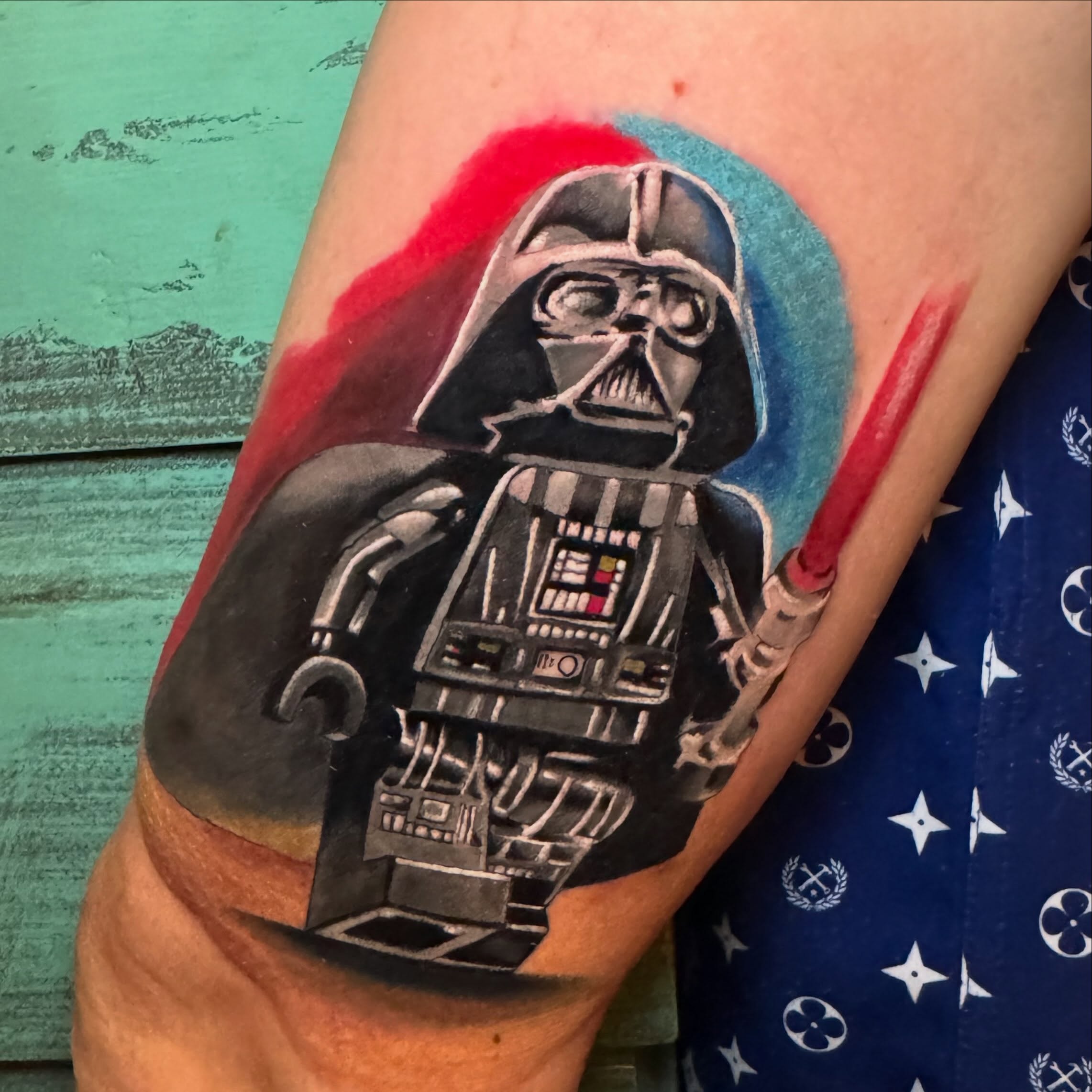 Darth vader black and grey tattoo on the forearm by Brian Herrera