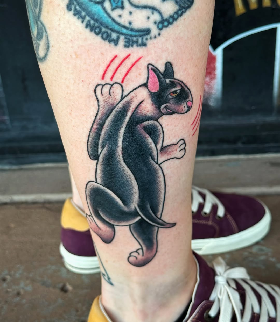 Cat realism tattoo on the calf by @sloanxkettering