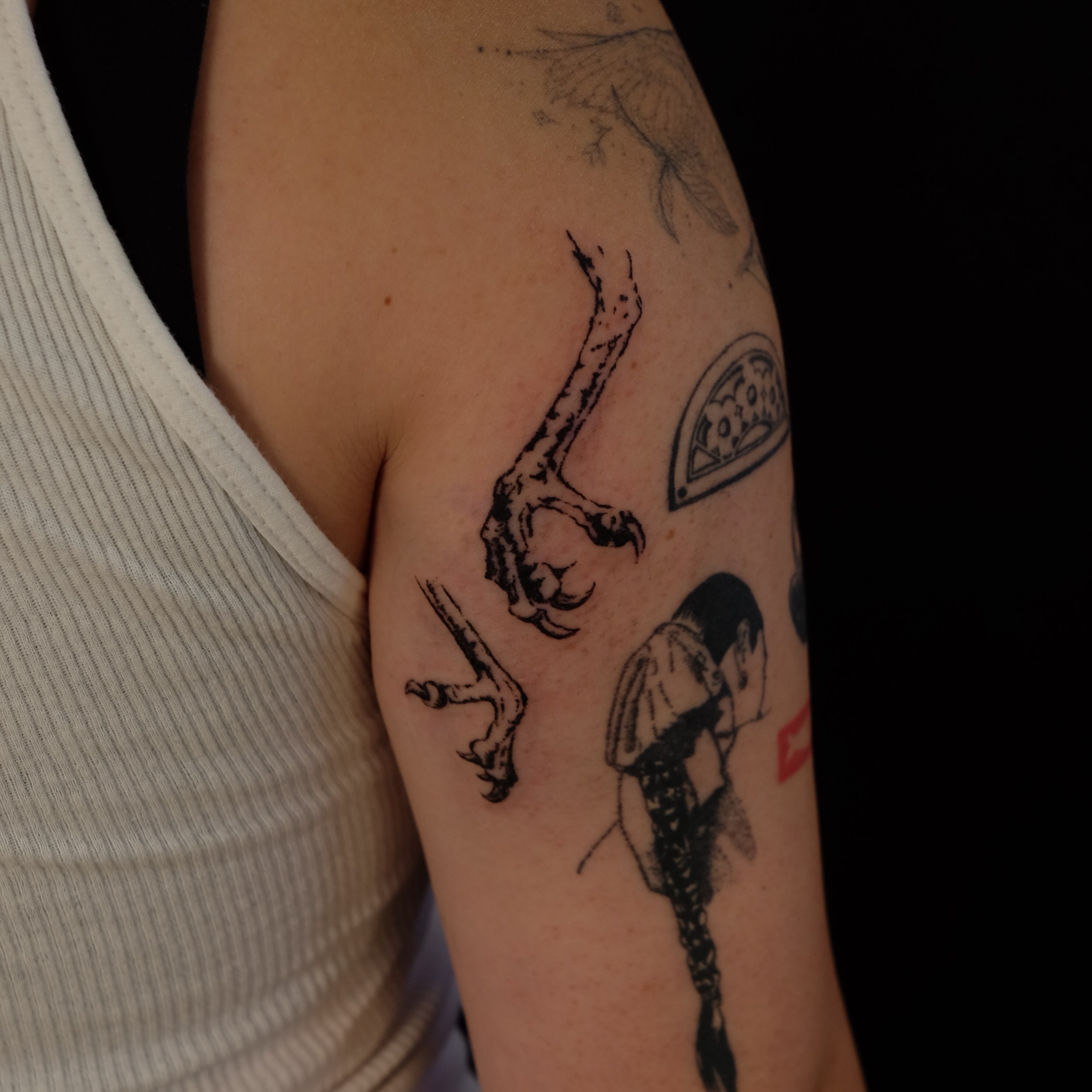 Dancer black and grey tattoo on the forearm by lela