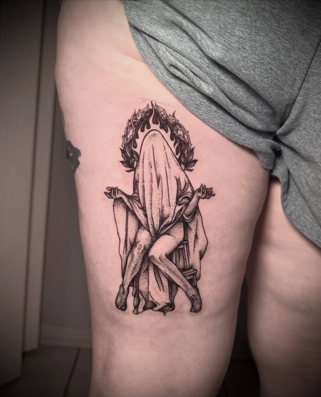Tattoo by @spikes.and.daisies — black_and_grey, realism