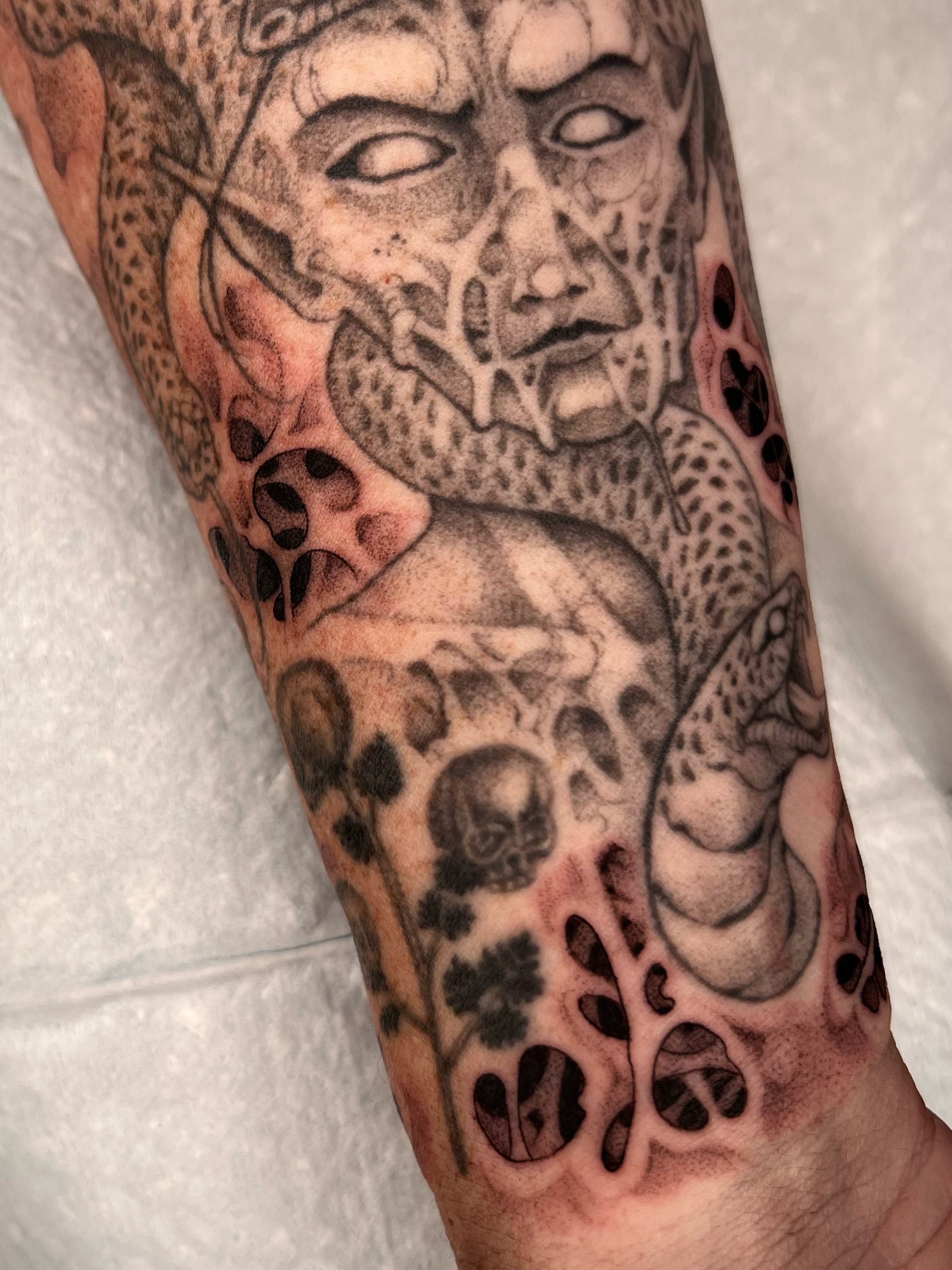 Tattoo by @revoltingworship β black_and_grey, realism