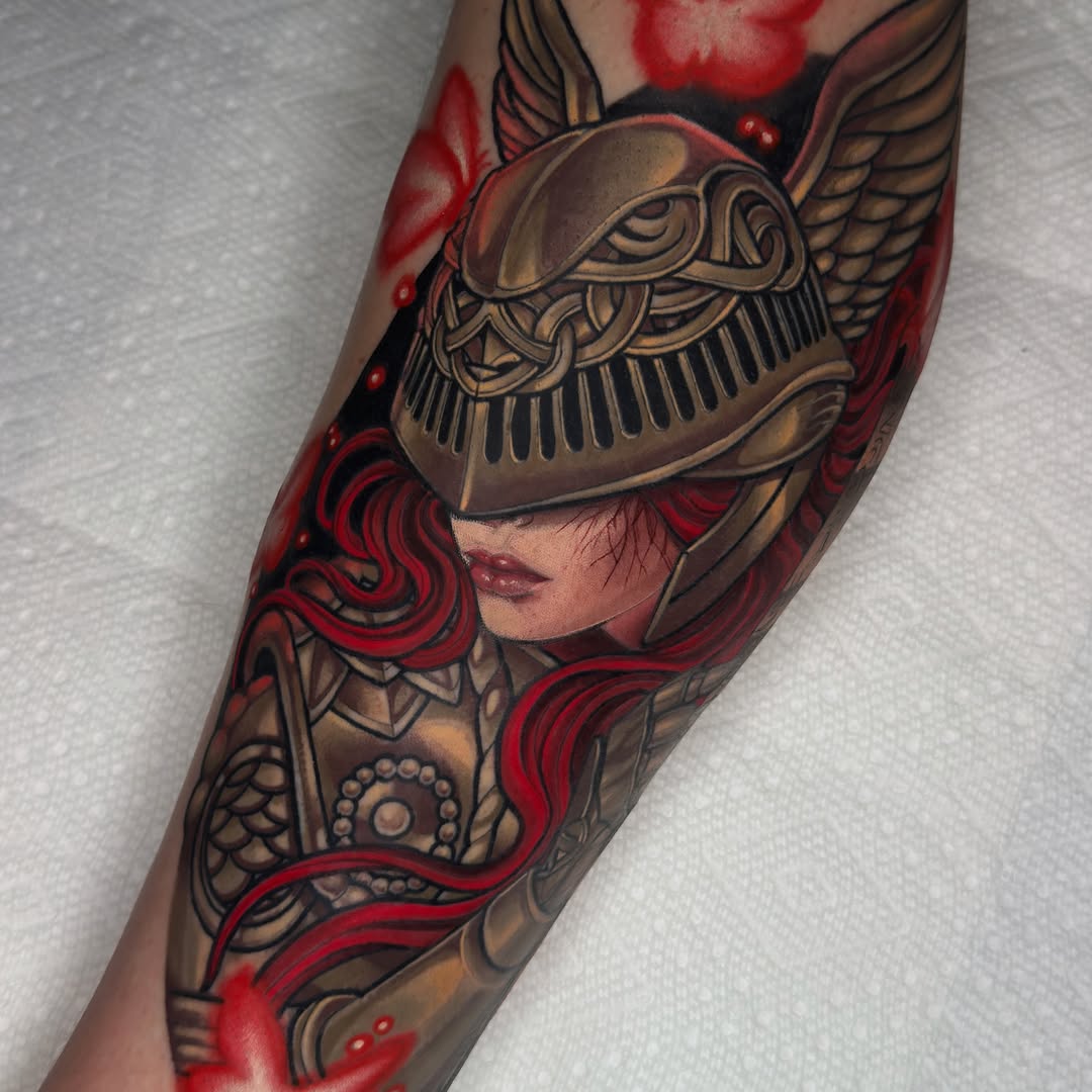 Woman warrior japanese irezumi tattoo on the forearm by Golden Heart Tattoo Co