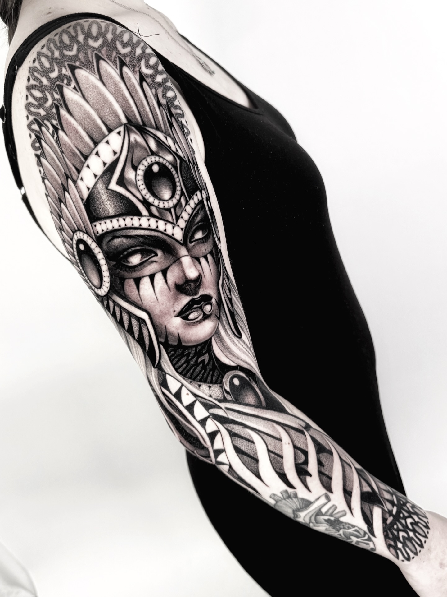 Tattoo by @ninjakixxtattoo — black_and_grey, geometric