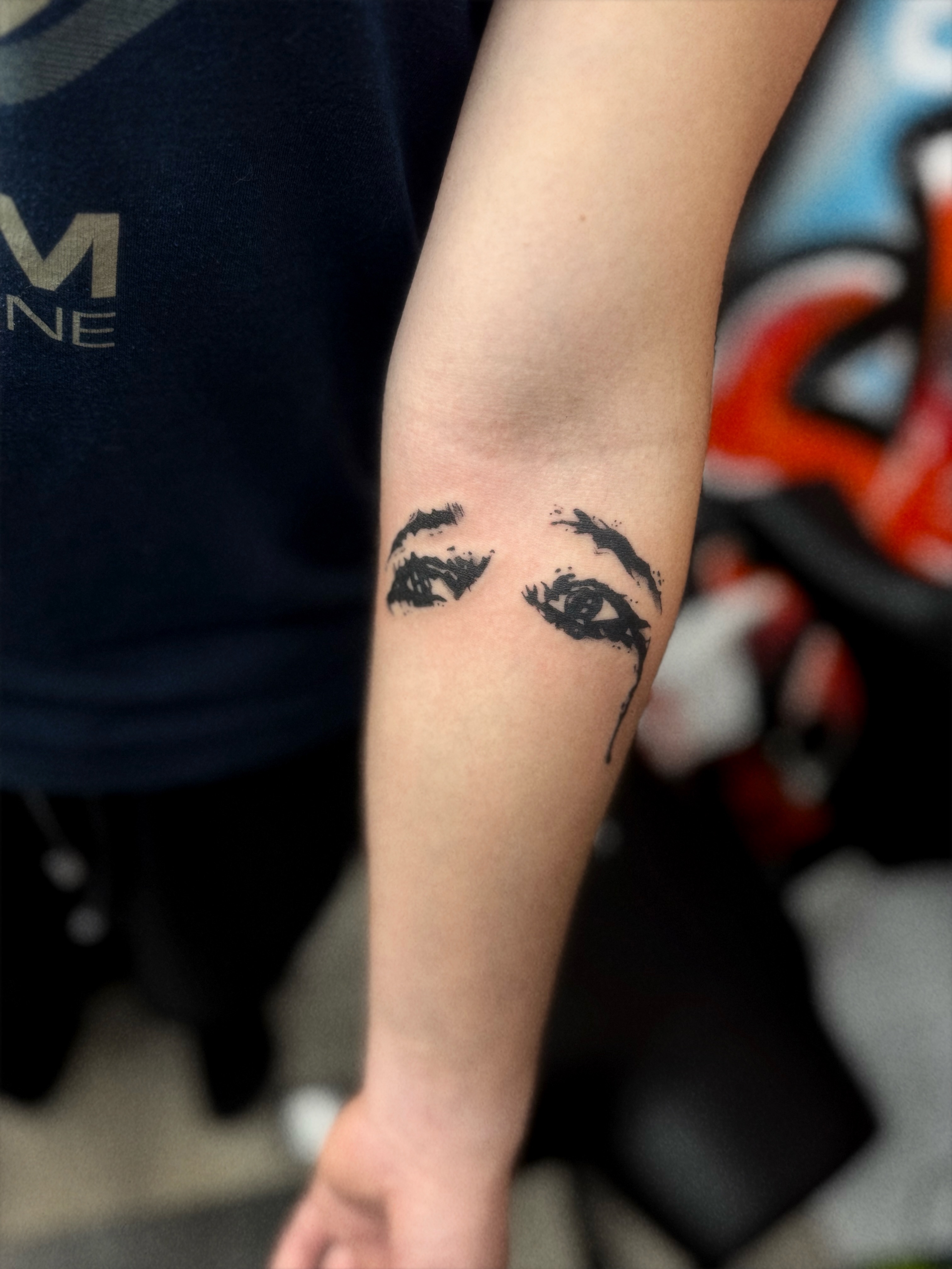 Eyes black and grey tattoo on the forearm by 🕸️EC🥷🏼🌁🇲🇽🕸️