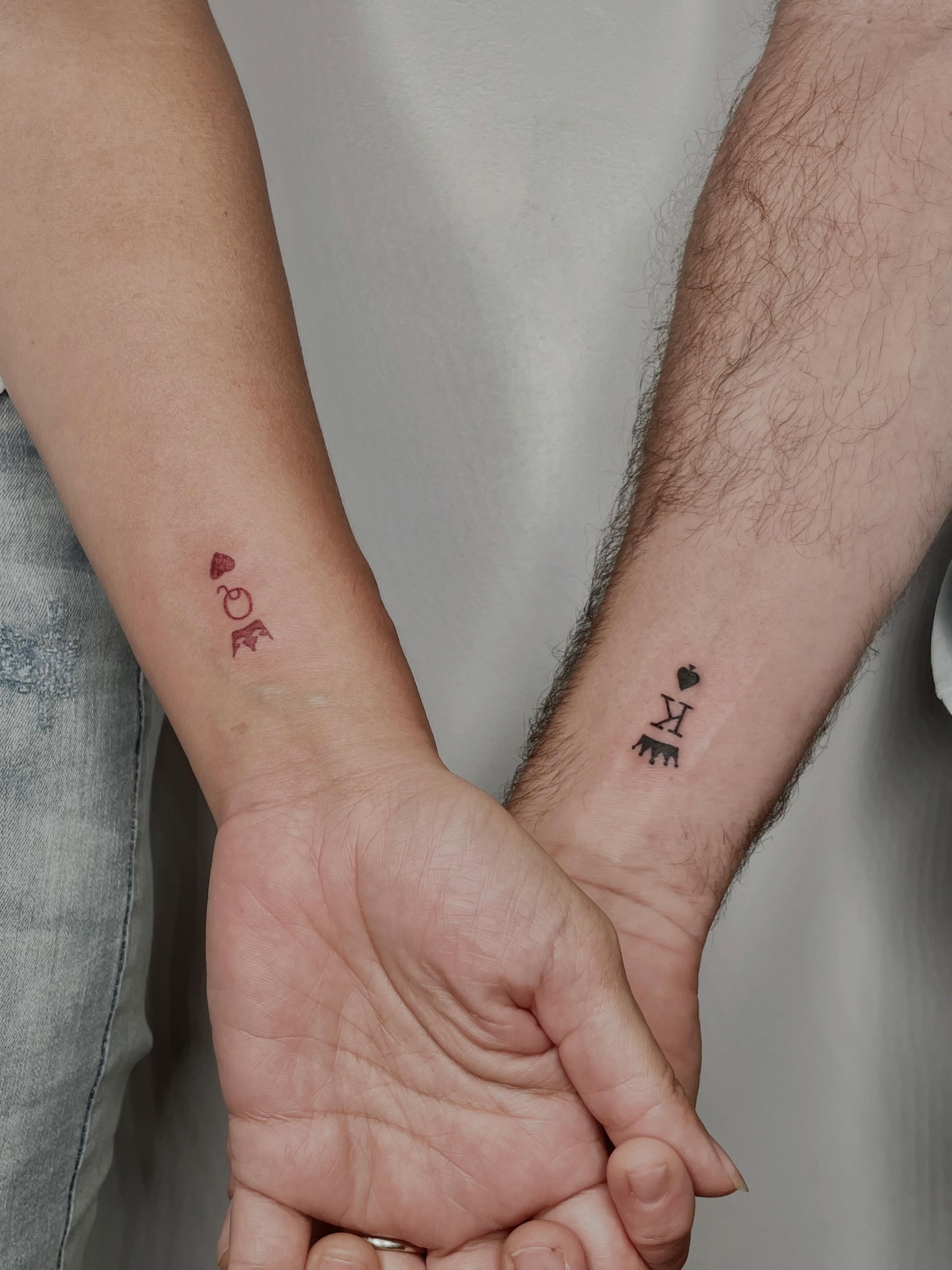 Diamond, heart, crown black and grey tattoo on the forearm by Sierra Seton
