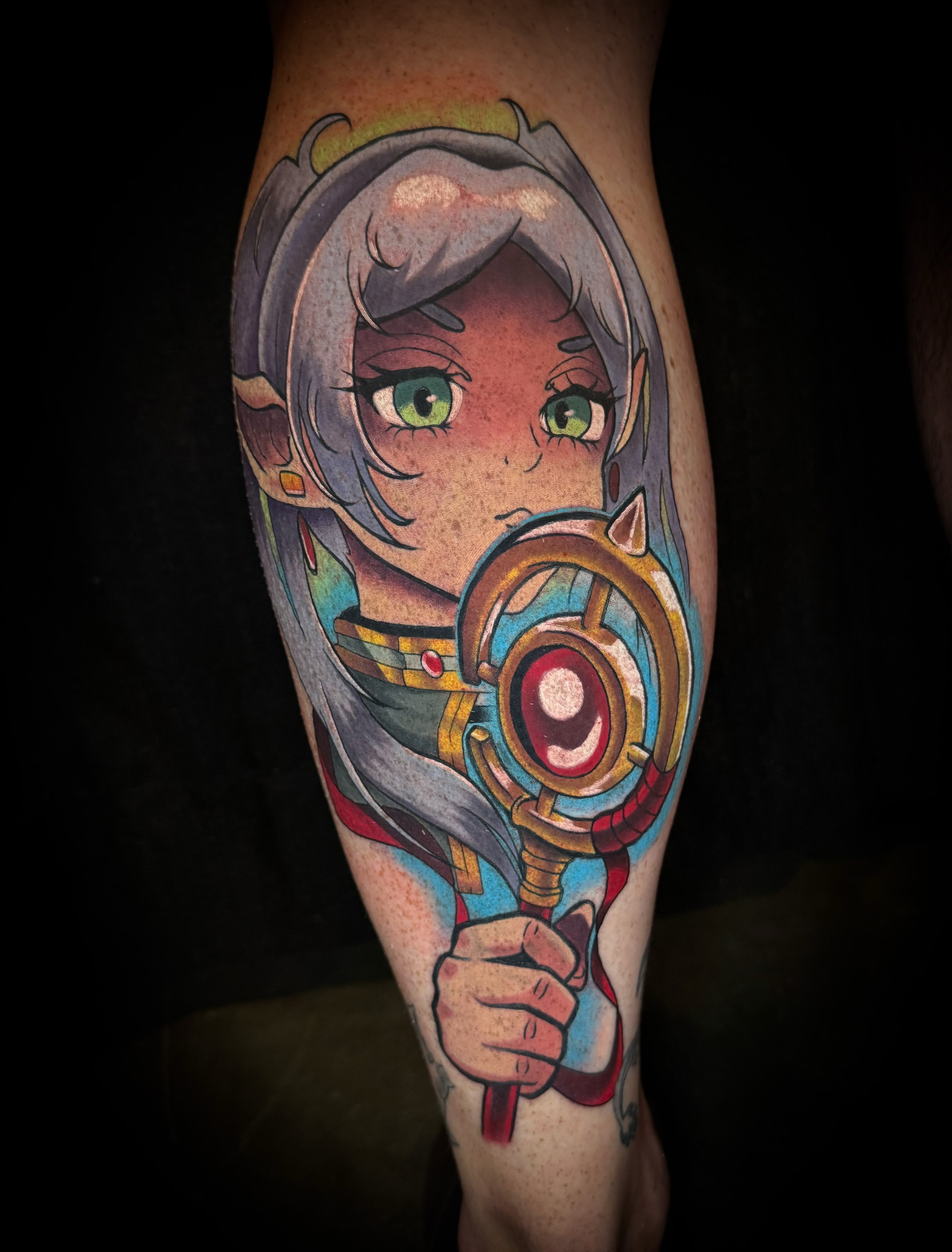 Anime character anime tattoo on the forearm by Savannah Duff