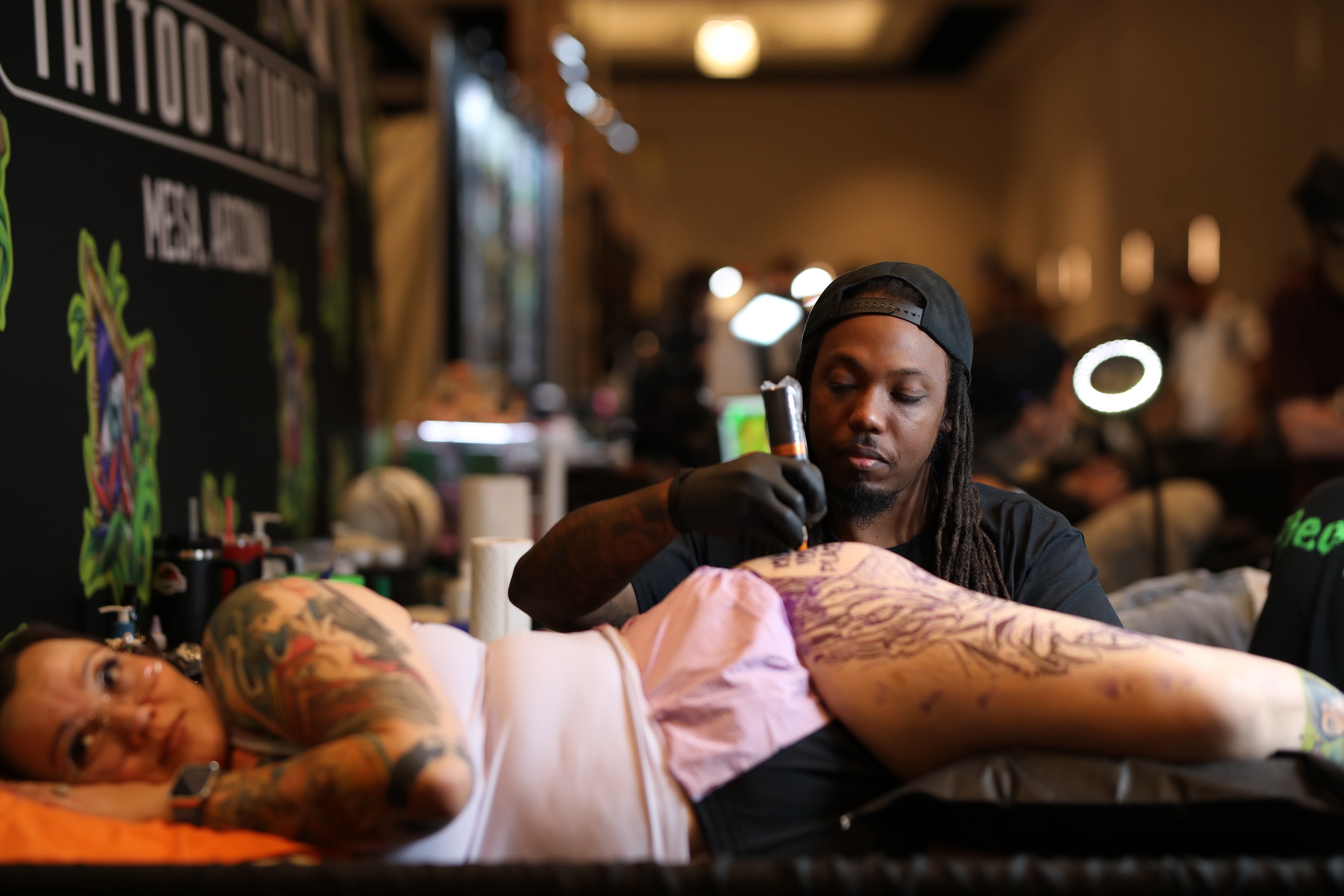 Floral design American traditional tattoo on the upper arm by Durb