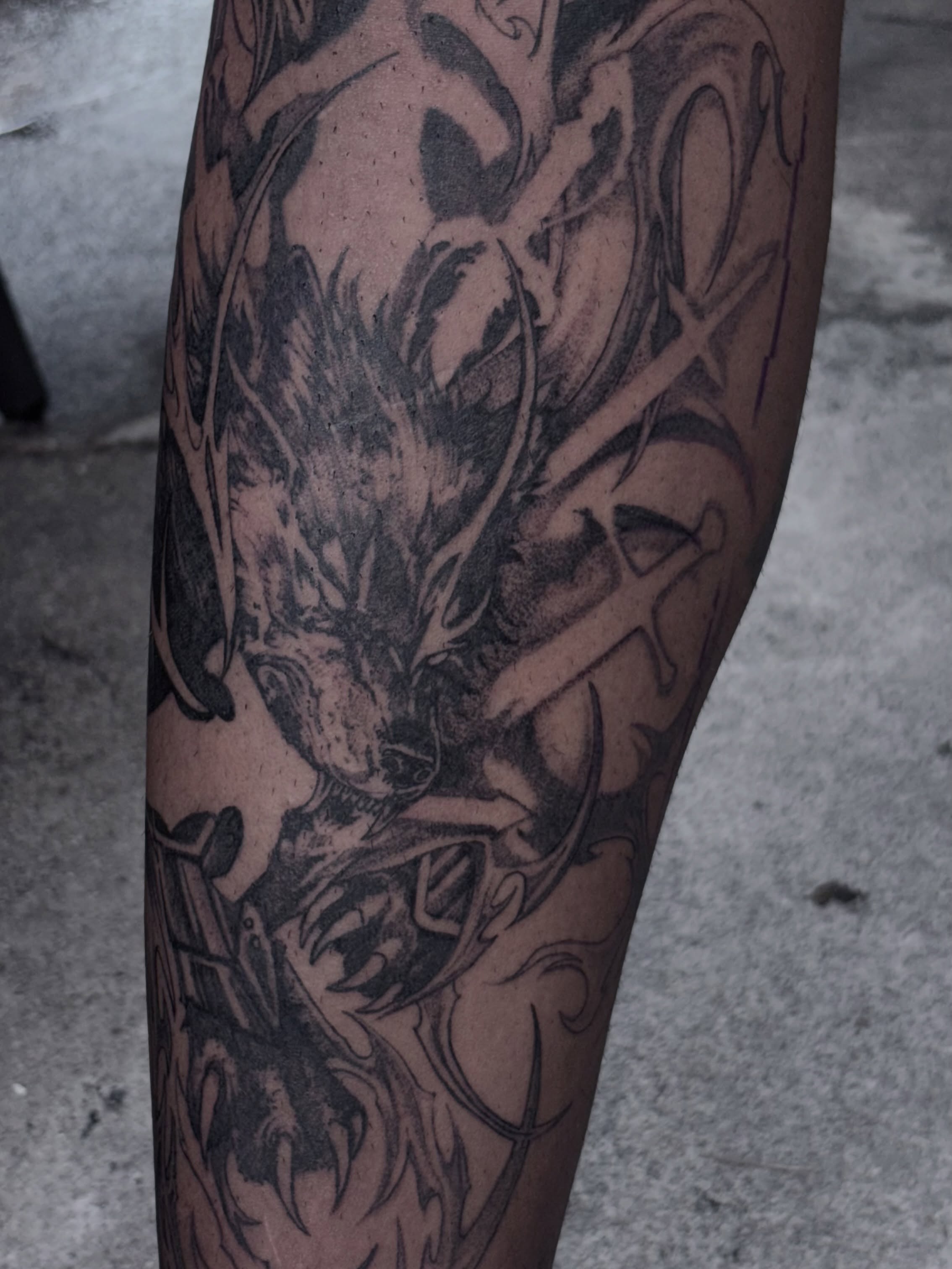 Tattoo by @deathtxpia — black_and_grey, realism