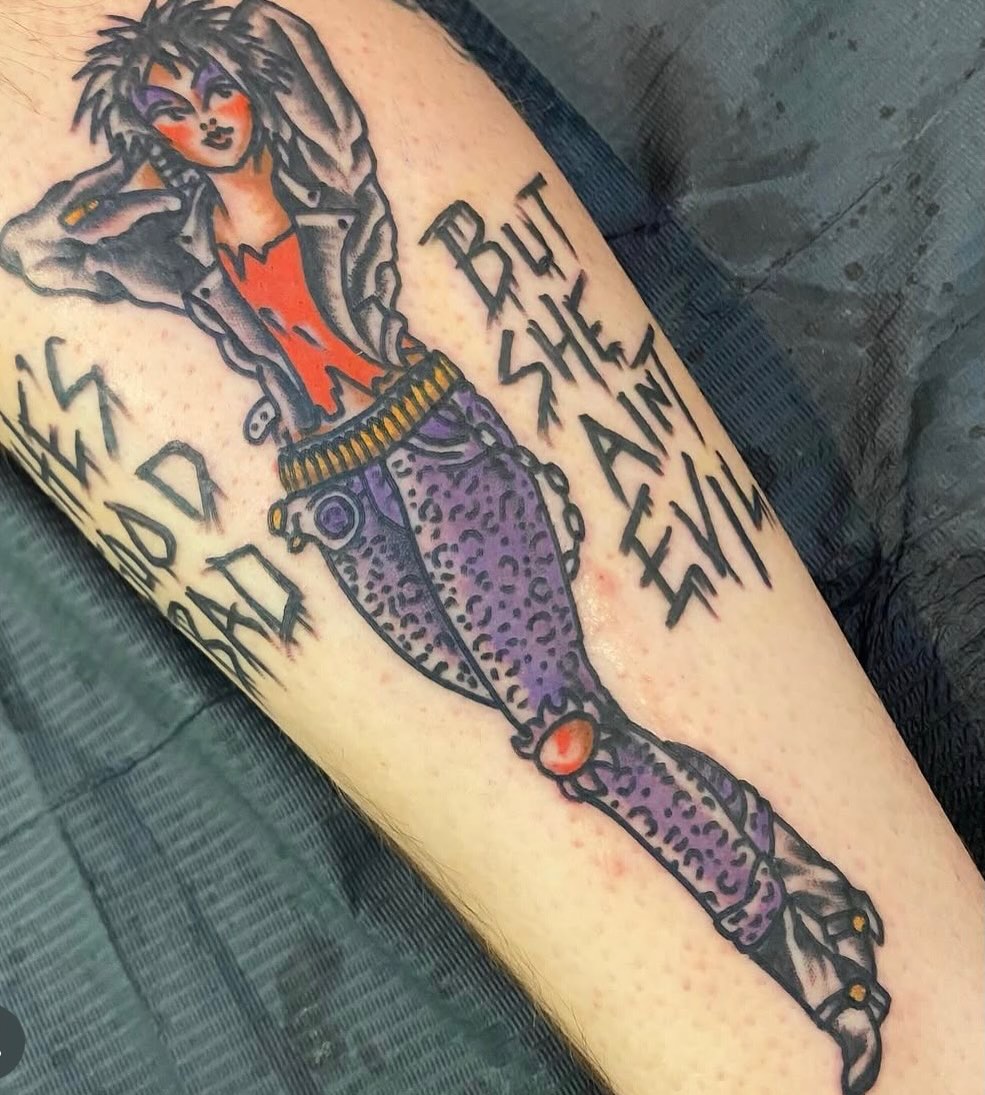 Punk girl American traditional tattoo on the forearm by Francis Kane