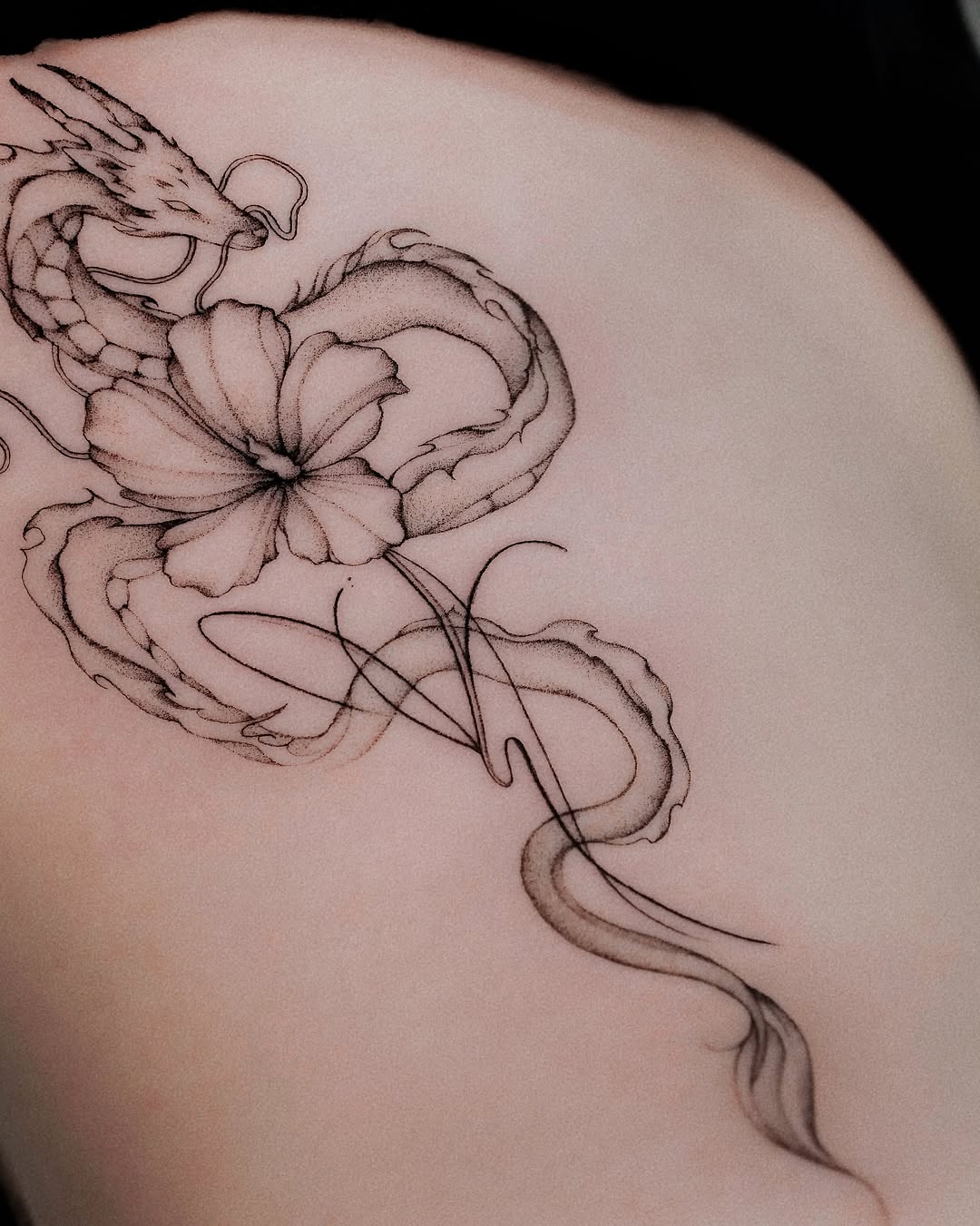 Tattoo by @yeowool_tattooer — black_and_grey, dotwork