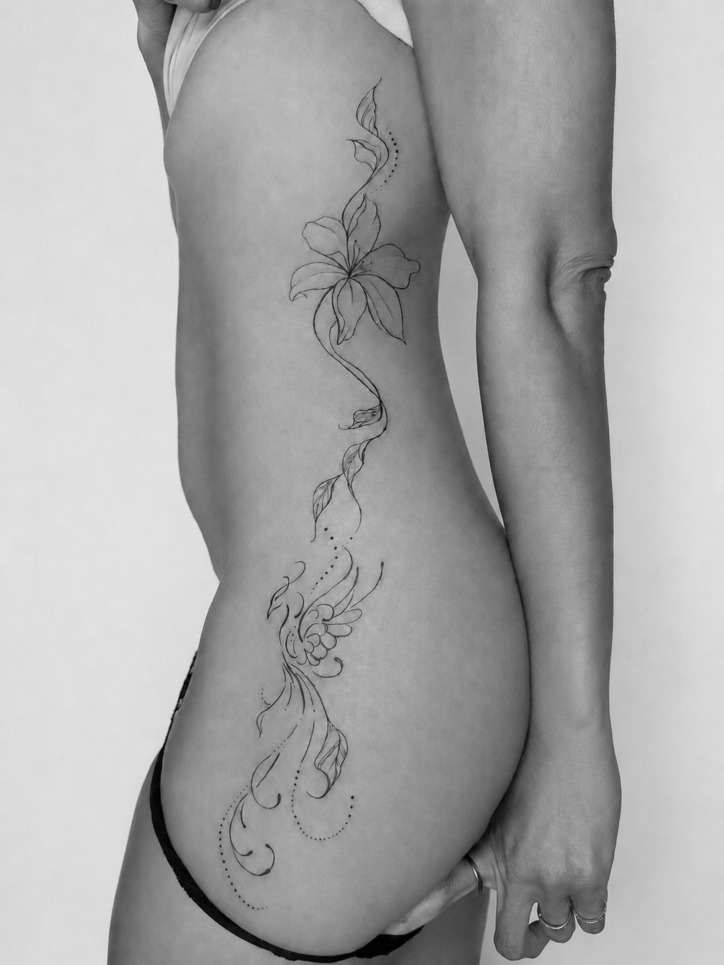 Tattoo by @alona_zamsh_tattoo — fine_line, black_and_grey