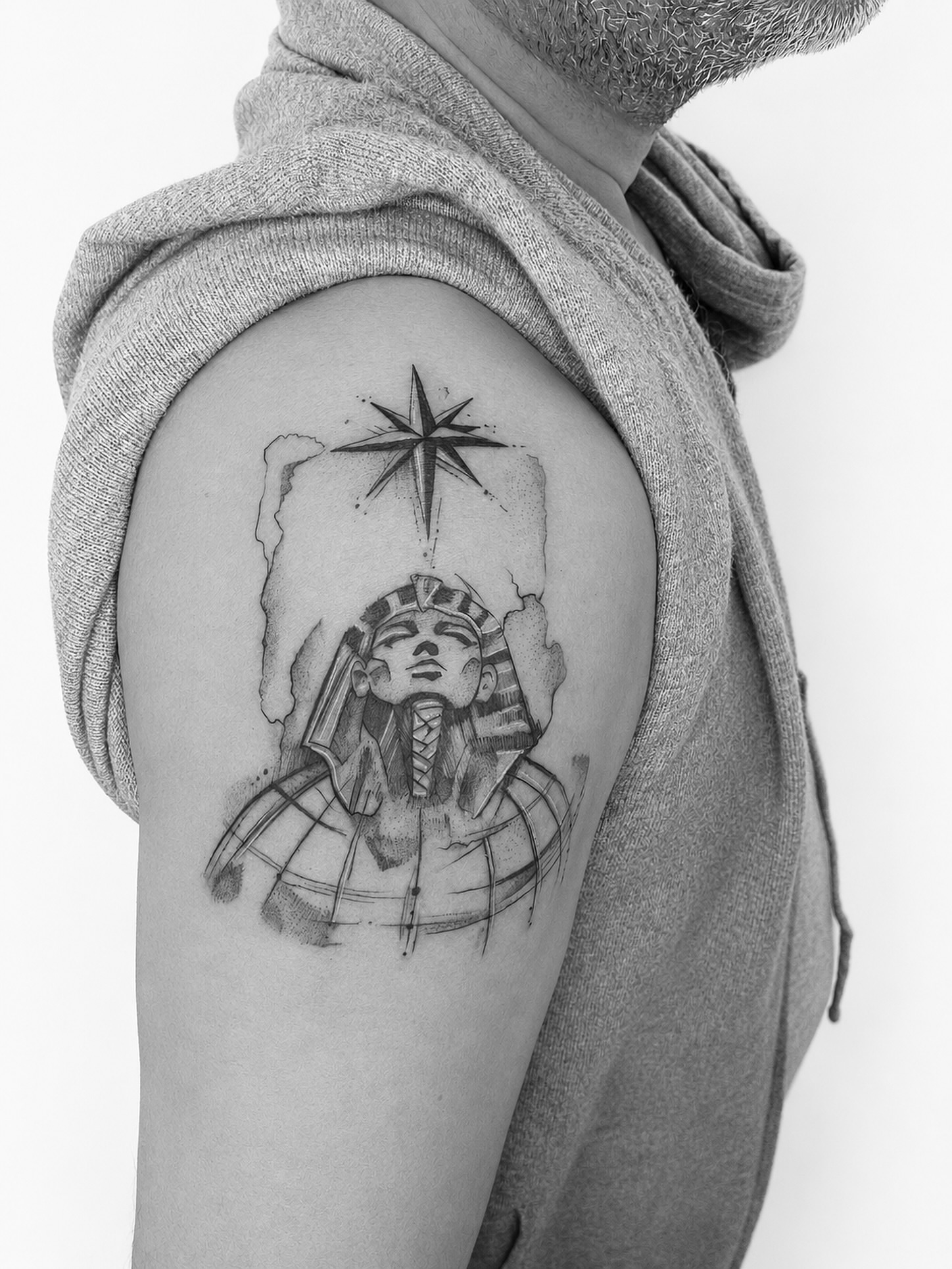 Tattoo by @alona_zamsh_tattoo — black_and_grey