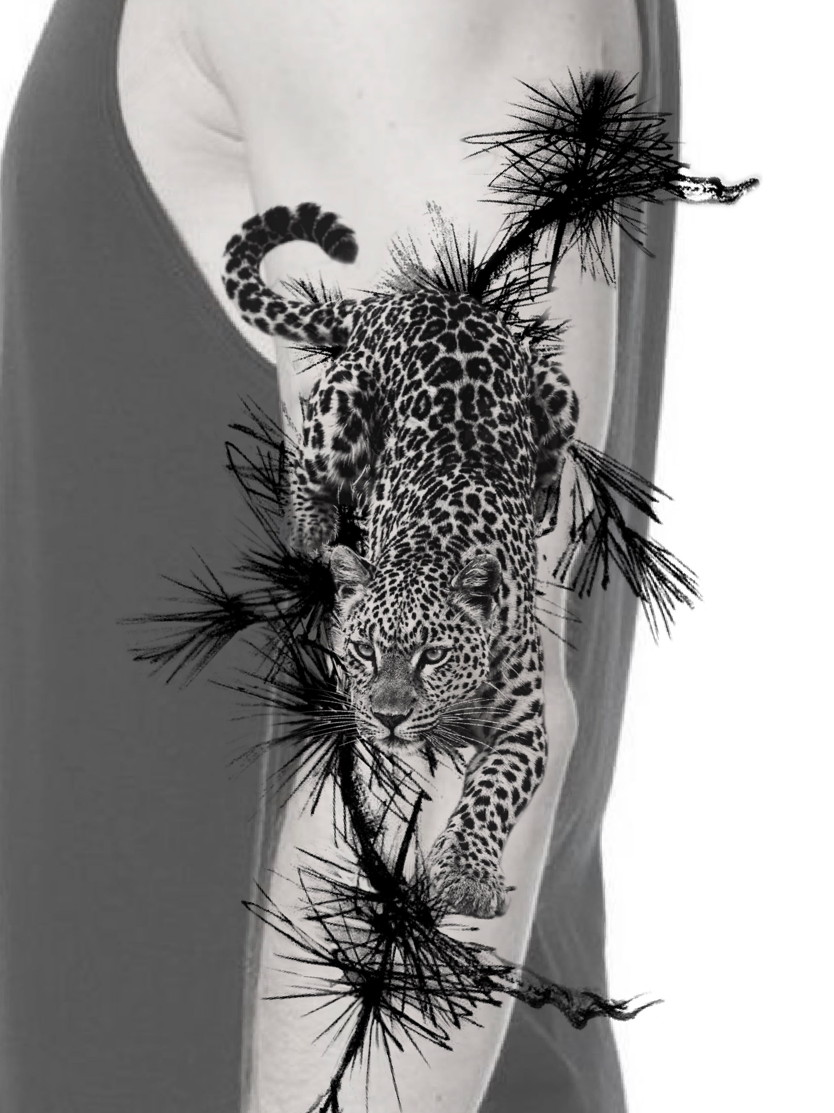 Leopard realism tattoo on the forearm by Jinz