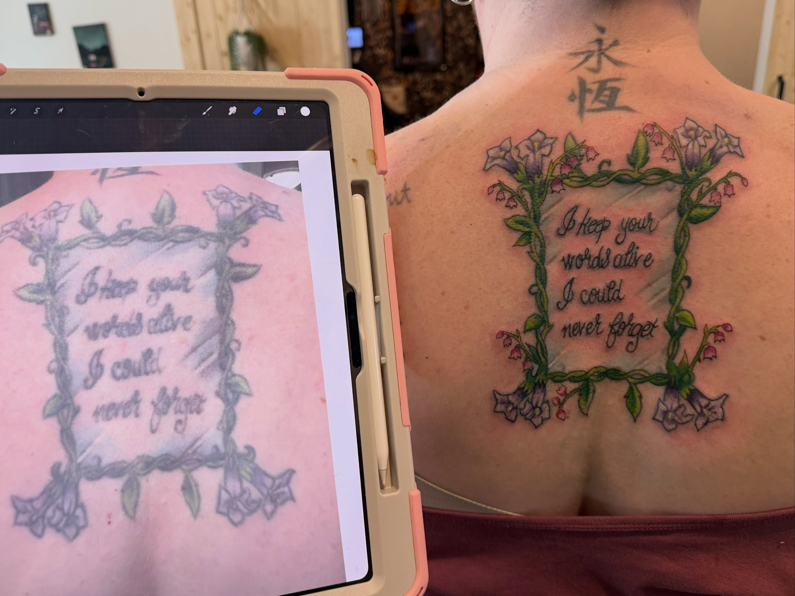 Tattoo by @_krystalwithak_ — lettering_script, watercolor