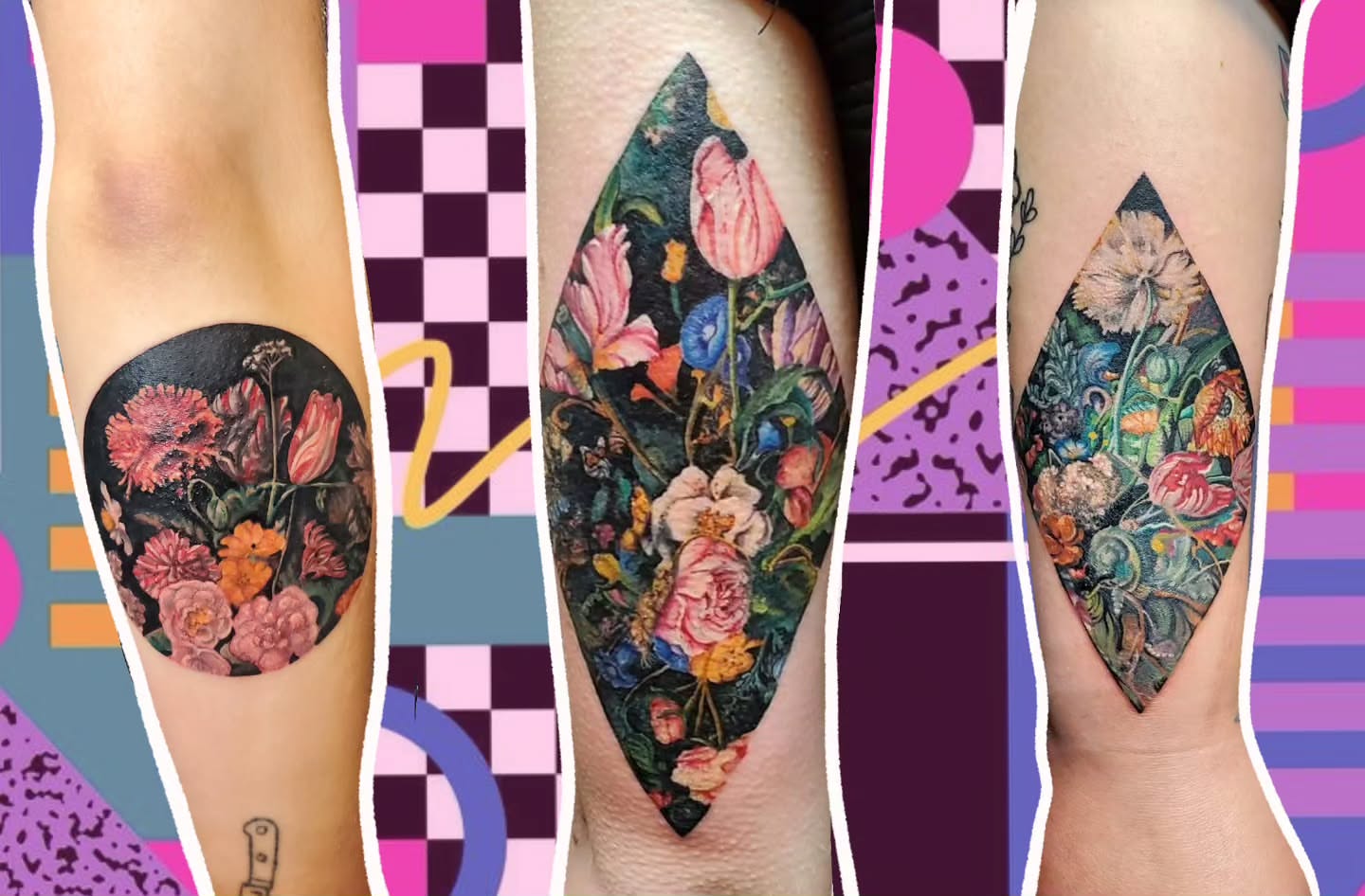 Floral bouquet realism tattoo on the forearm by Angel O'Connor Tattoos