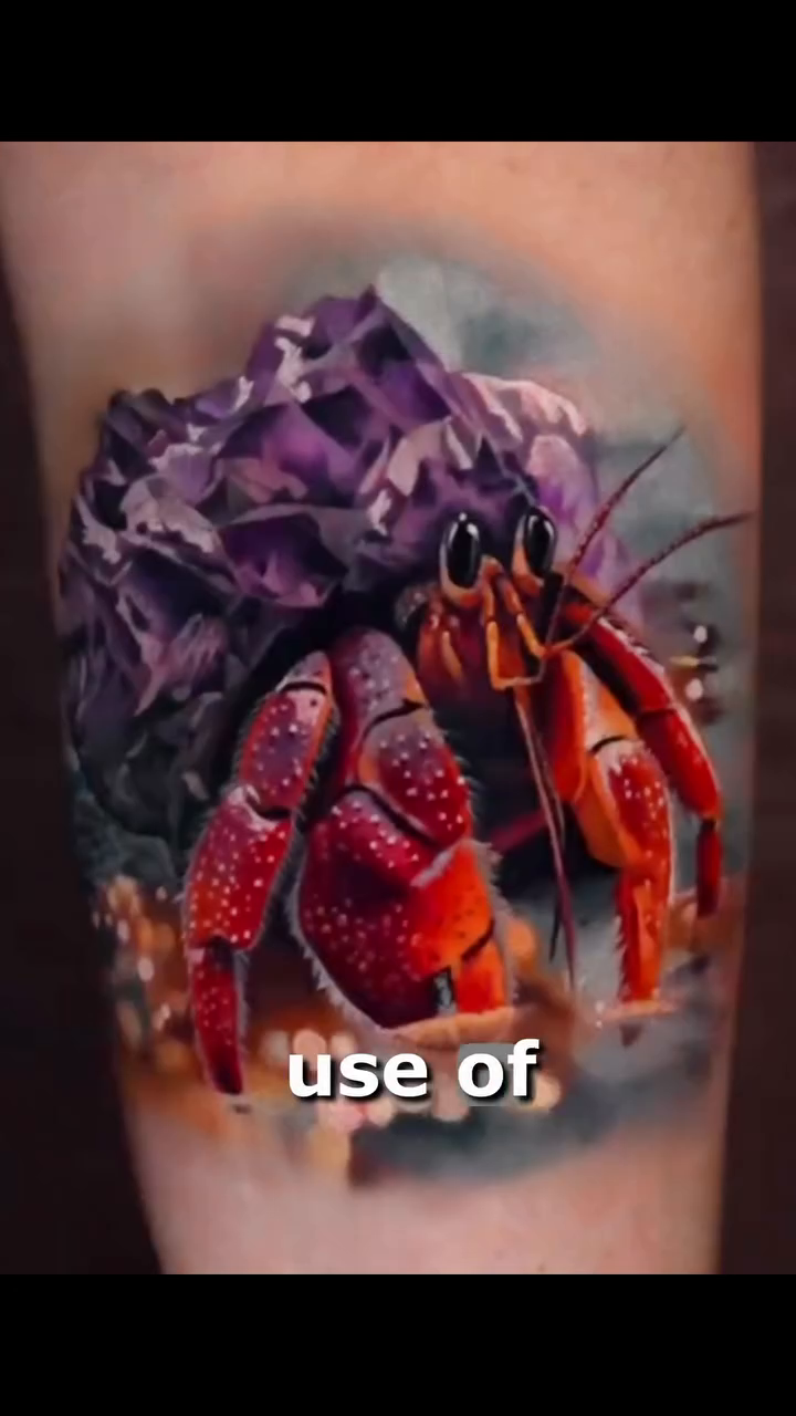 Hermit crab and hydrangea realism tattoo by color realism tattoos by gela✨