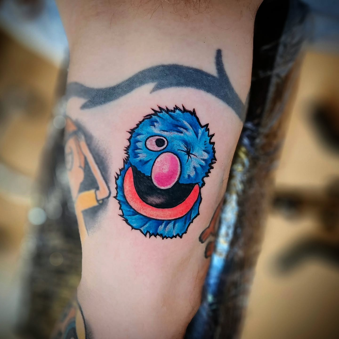 Grover new school tattoo on the forearm by Justin J-rust Smith