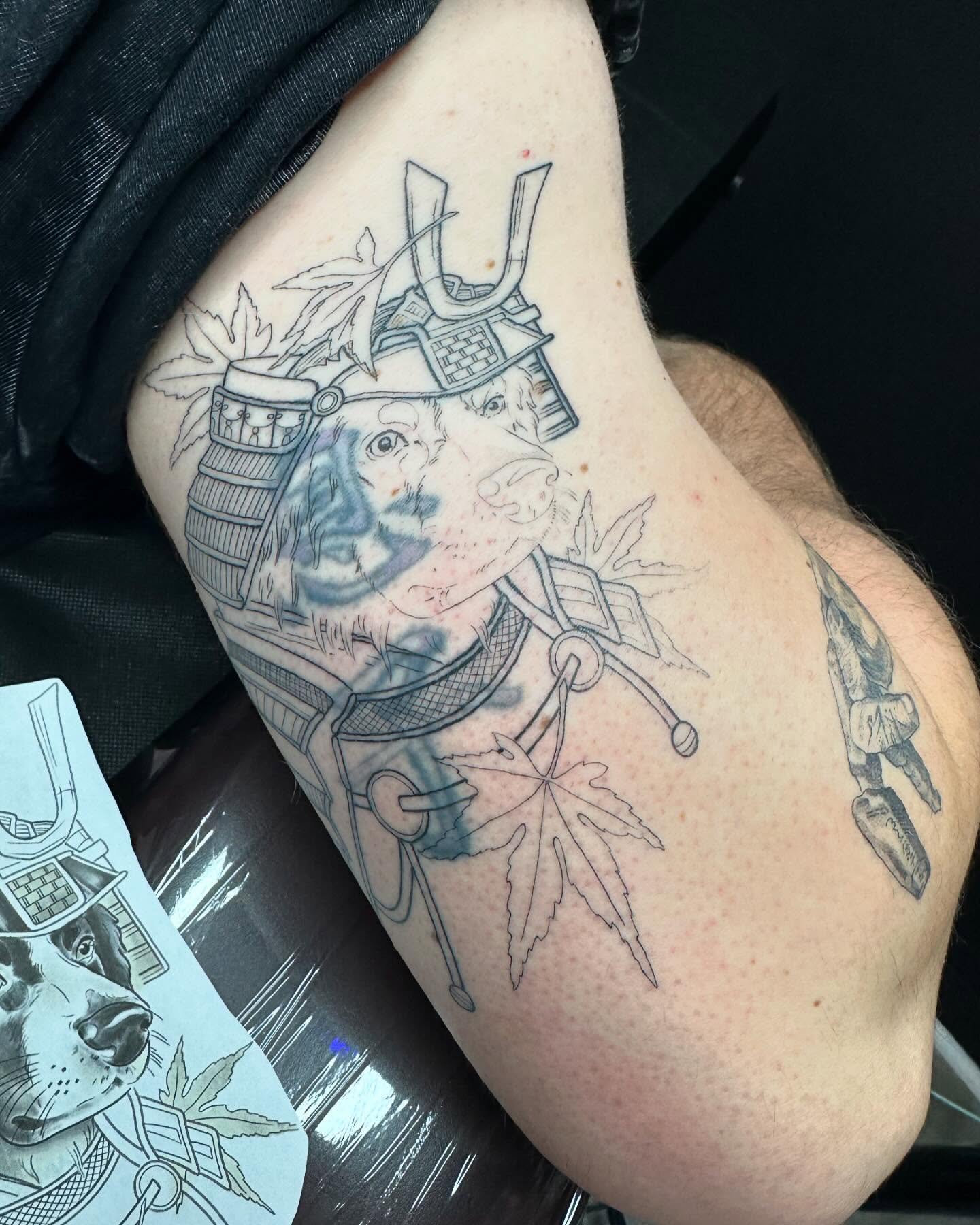 Samurai warrior realism tattoo on the forearm by Cassandra Rasper-Beard