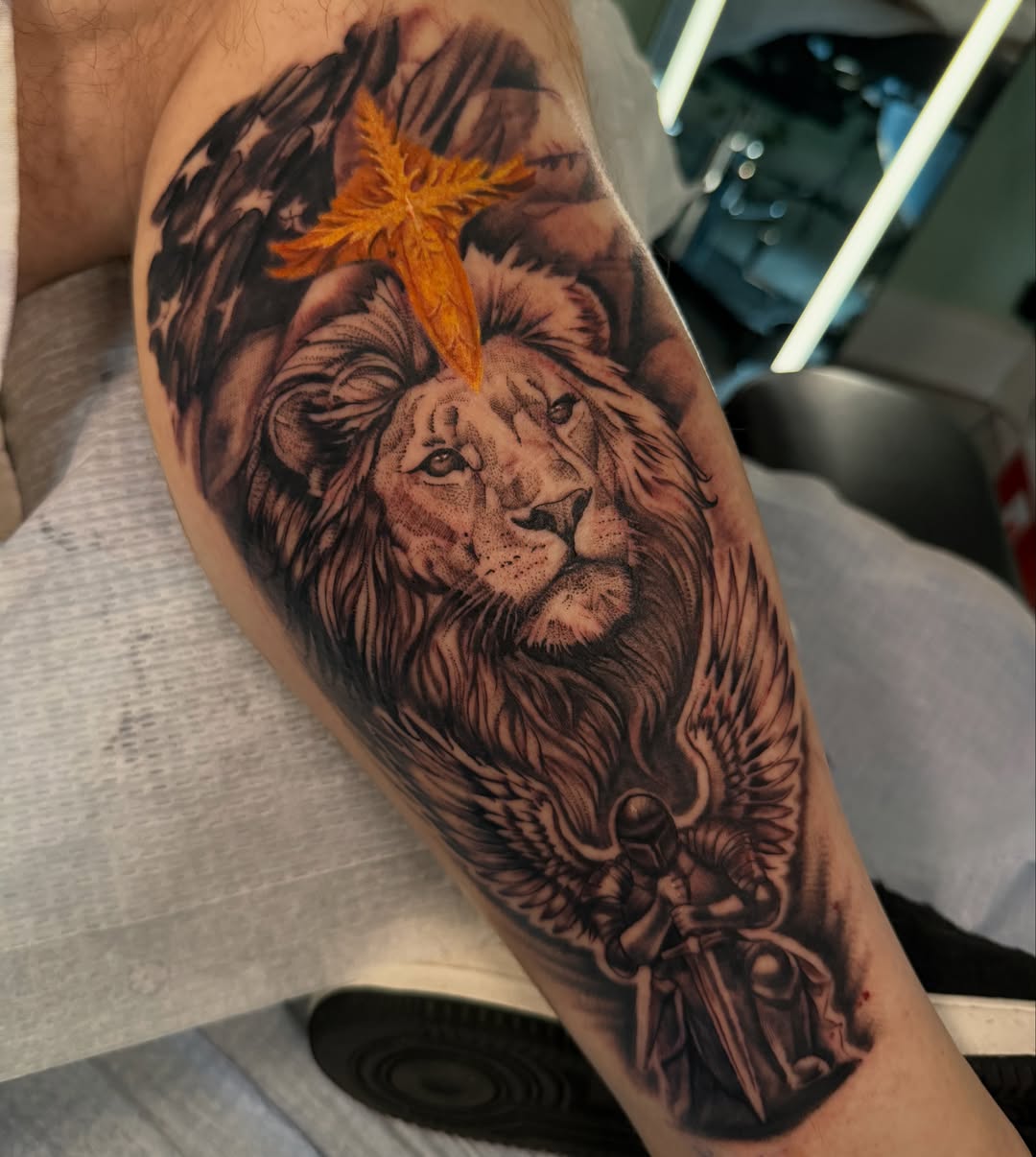 Tattoo by @lizard_aullie_tattoos — realism, dotwork