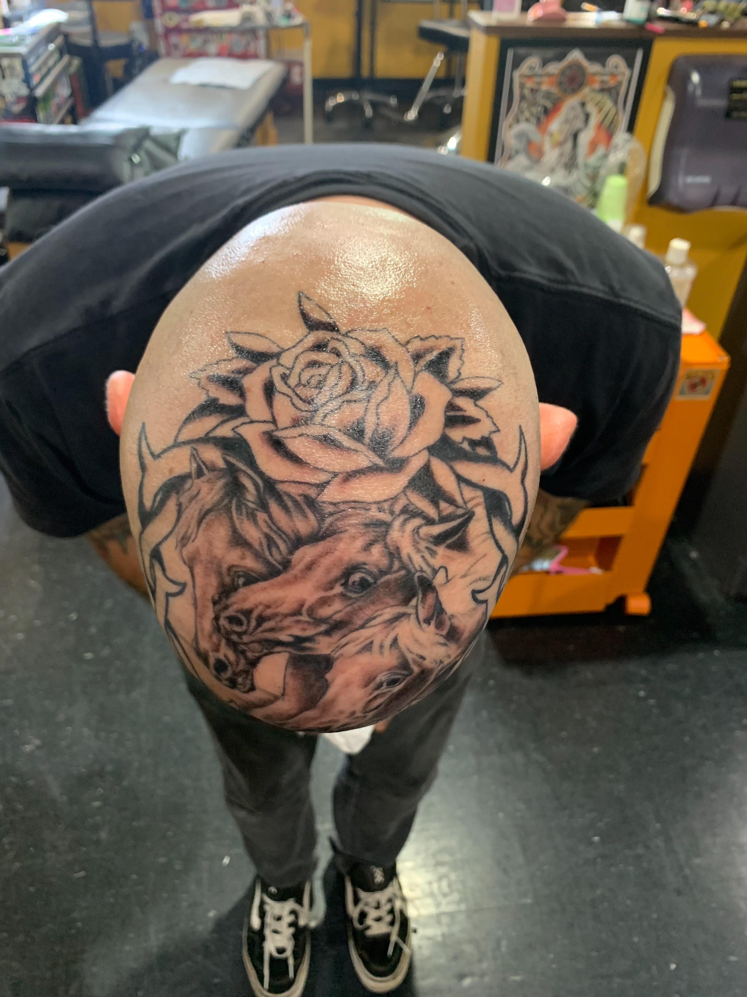 Tattoo by @flowerpunktattoo — black_and_grey
