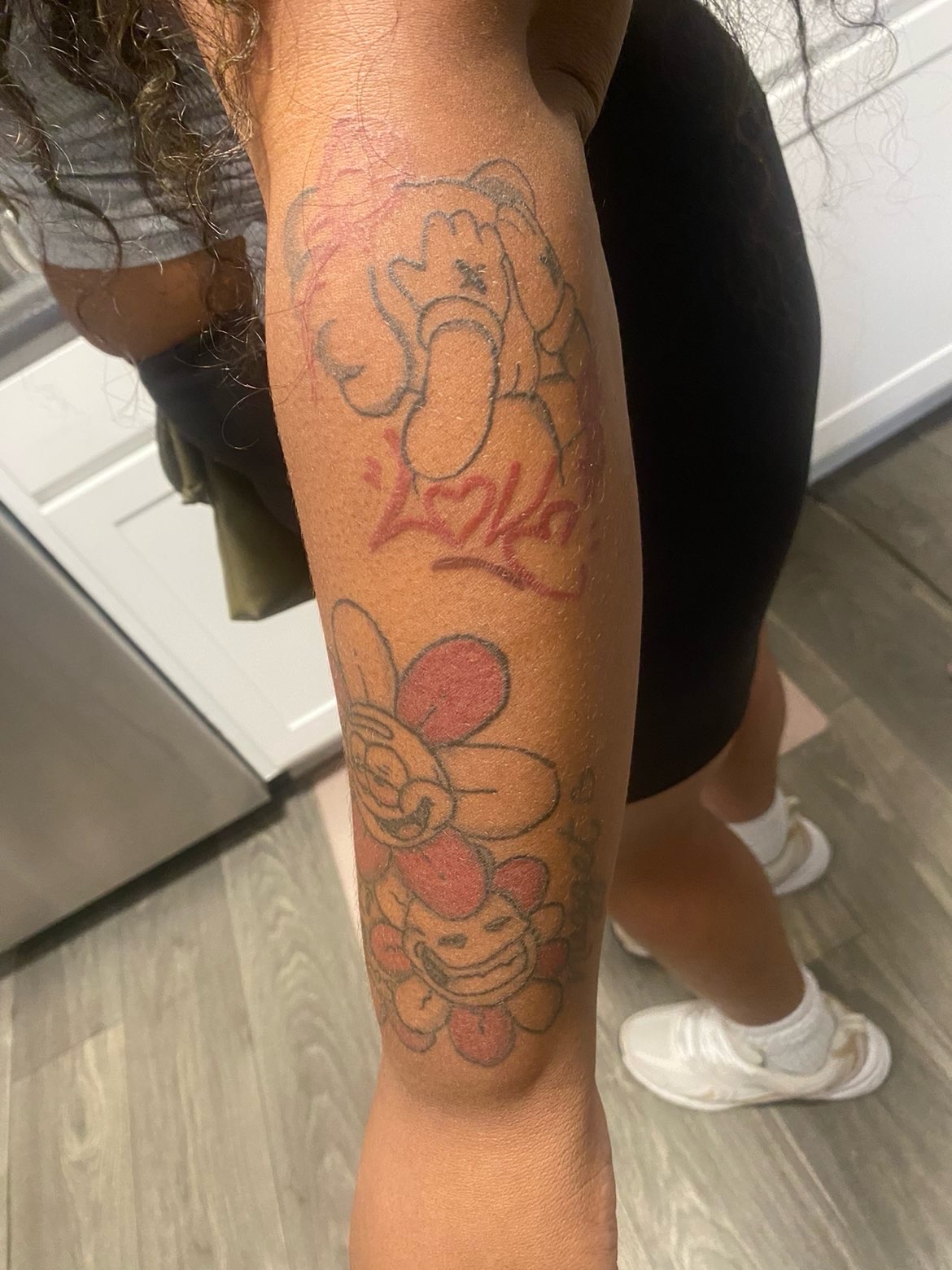 Minnie mouse new school tattoo on the forearm by Charlotte Tattoo Artist💉