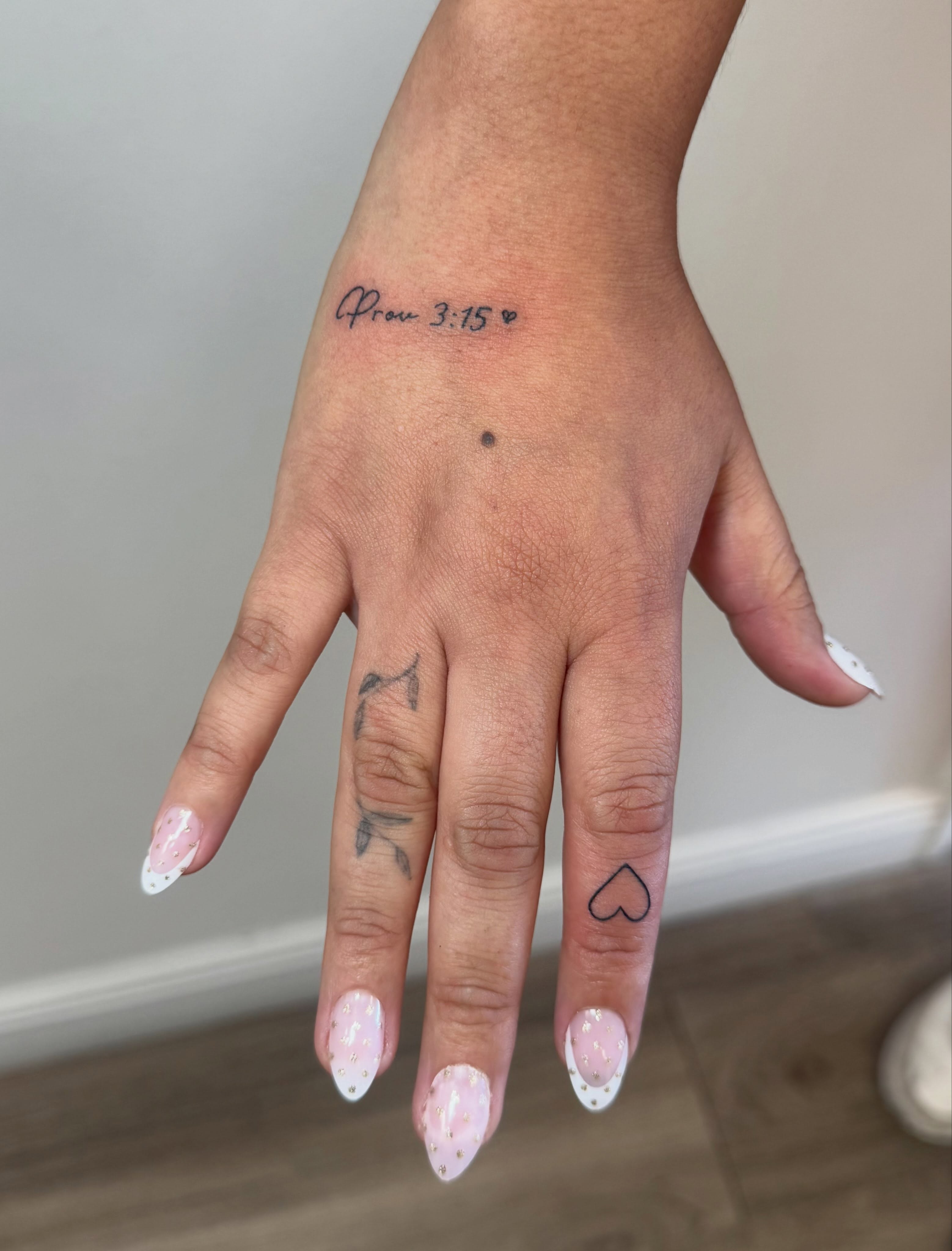 Script lettering lettering script tattoo on the hand by Angela Nery, South Jordan, Utah