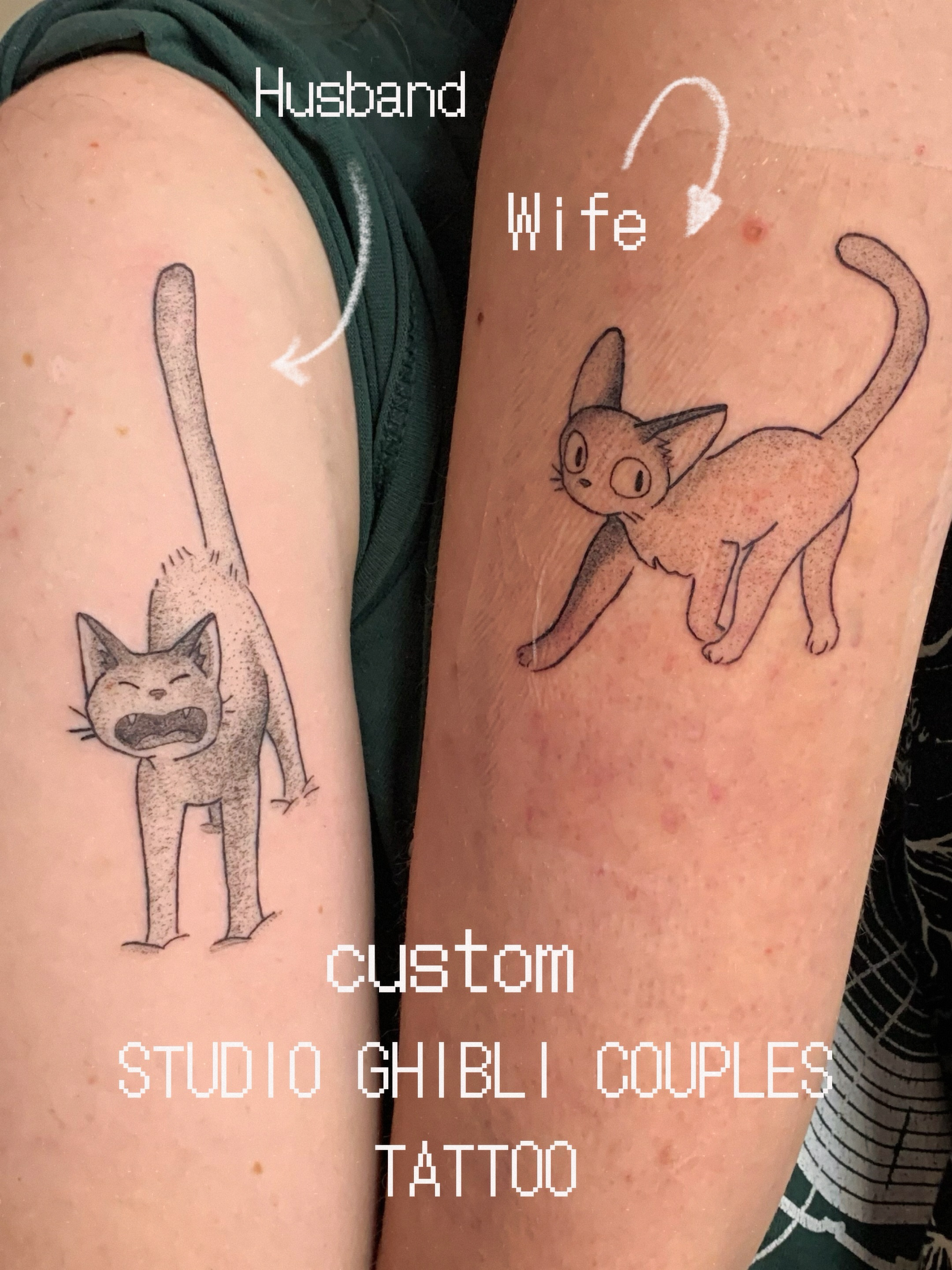 Cat dotwork tattoo on the forearm by charles