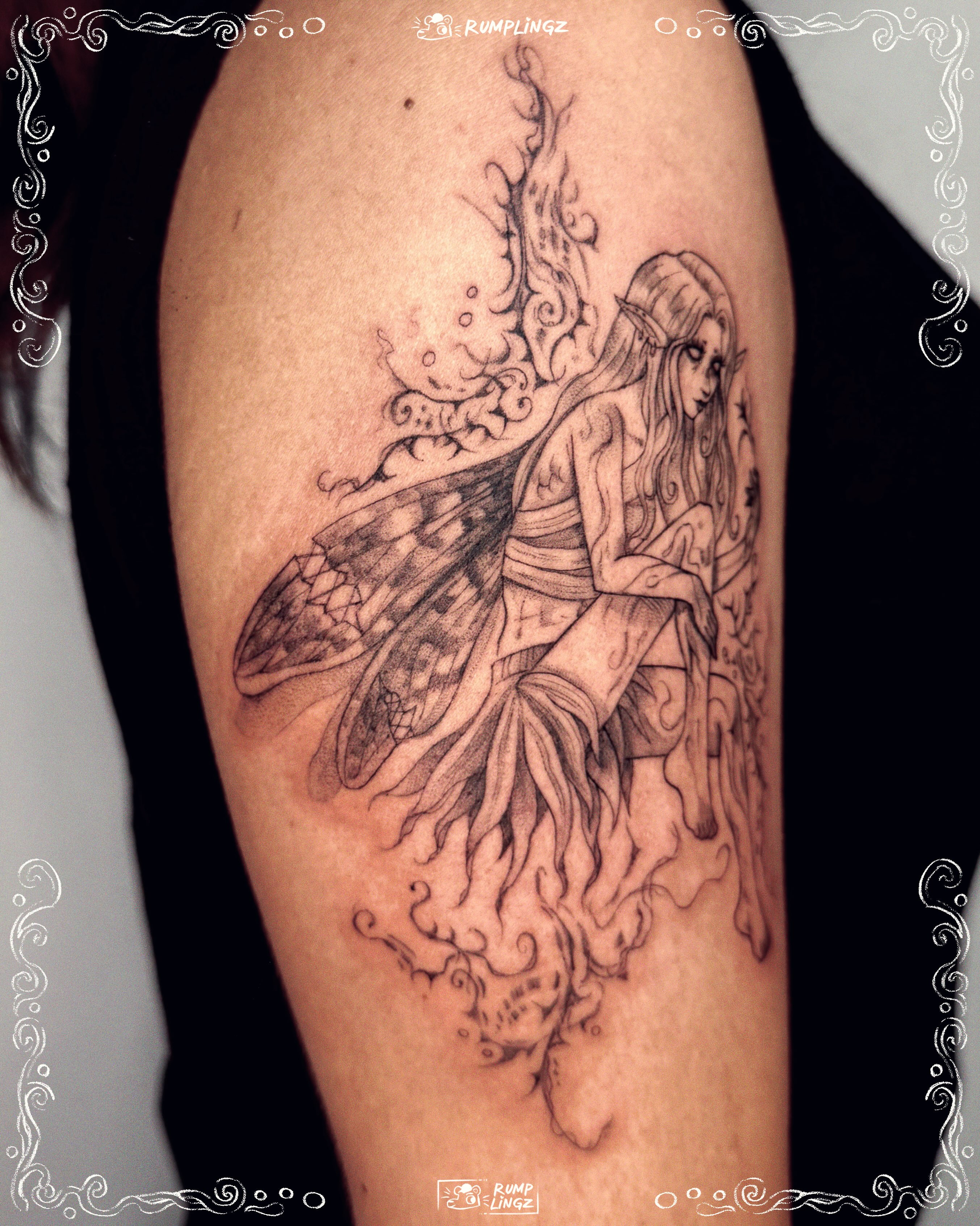 Fairy realism tattoo on the thigh by 💗Rin tattoos💗