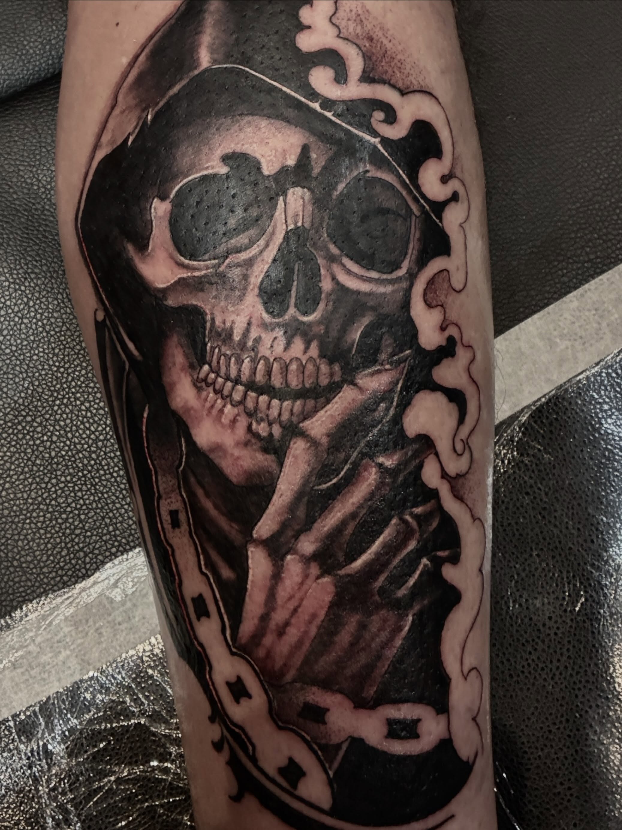 Tattoo by @bearclawtattoo — black_and_grey, realism